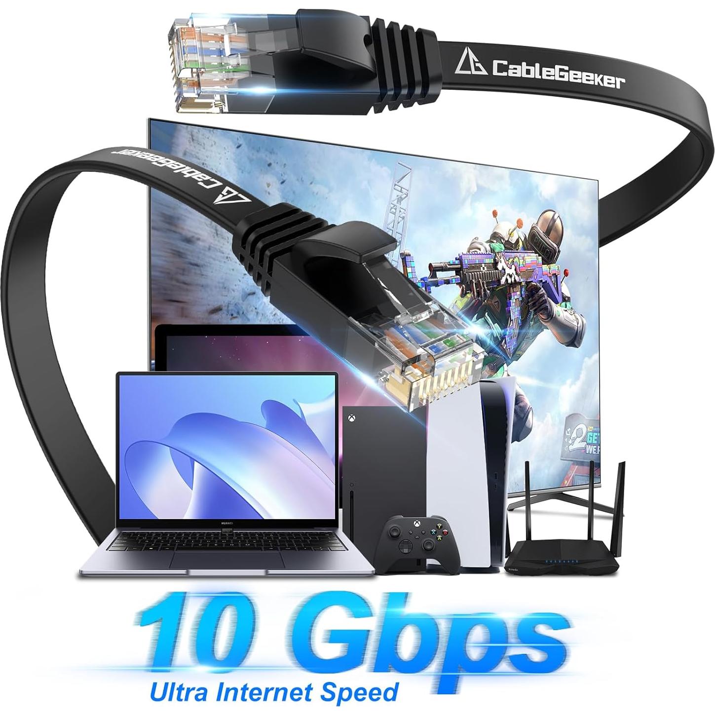 Cable Ethernet Cat 6 0.46 m Negro - 24 Paquete CableGeeker