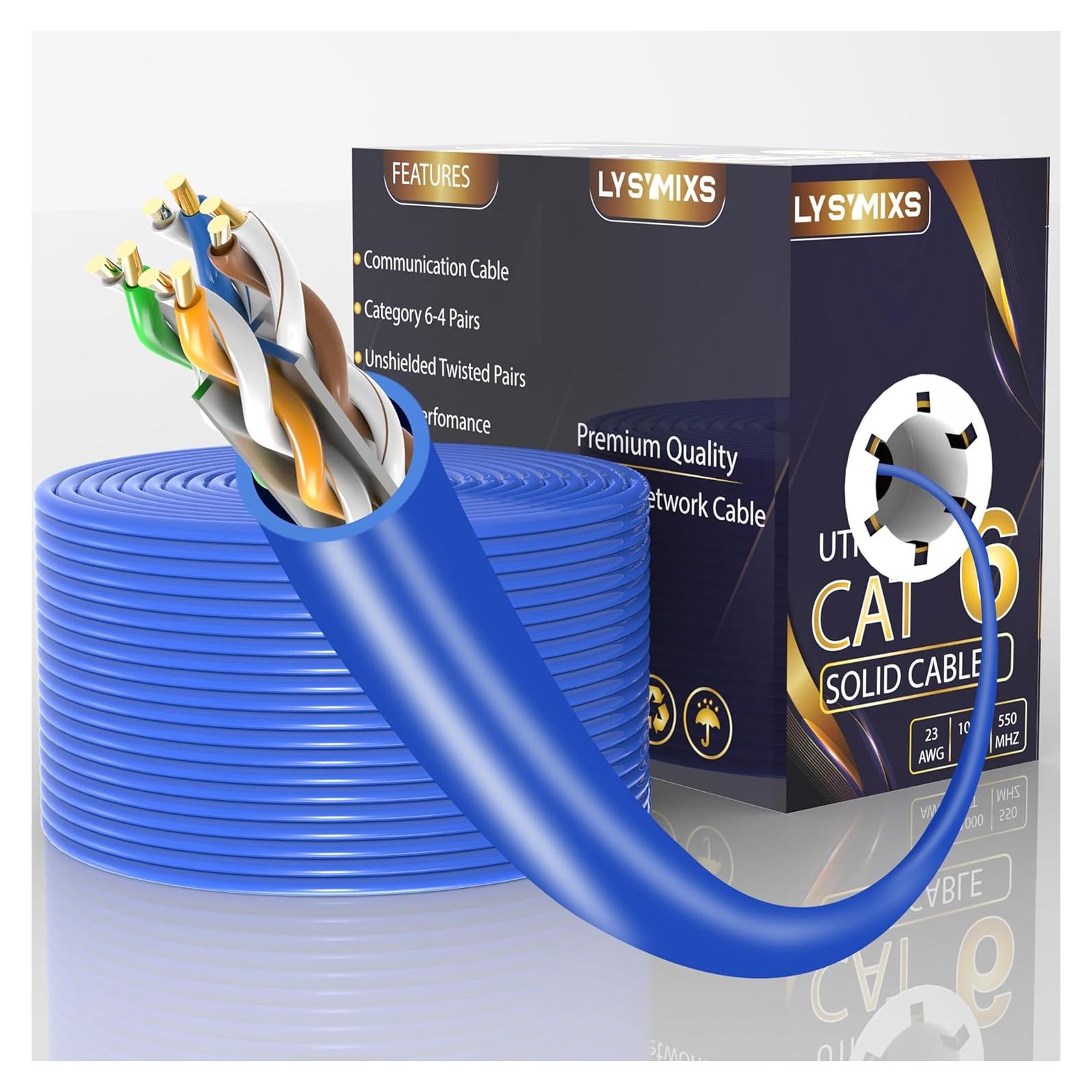 Cable Ethernet Cat6 1000ft Lysymixs CCA 23AWG 10G 550MHz