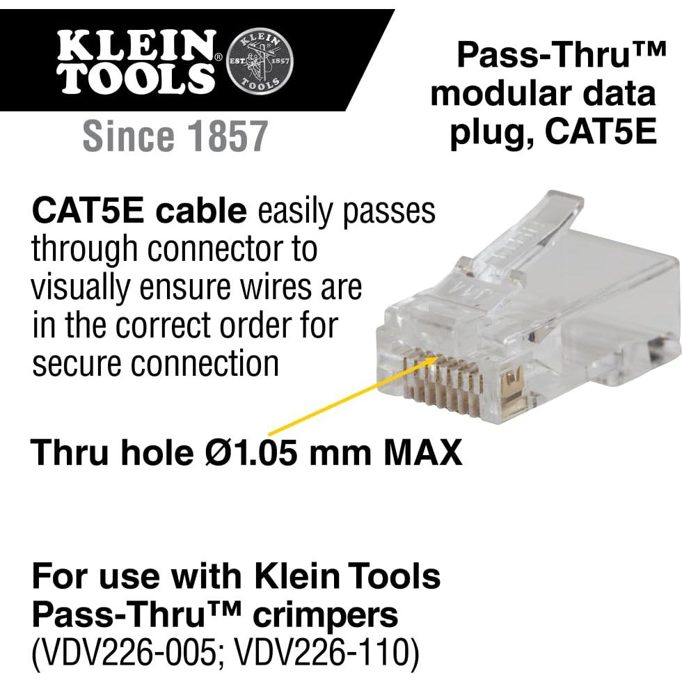 Conectores Pass-Thru RJ45 CAT5E Klein Tools VDV826-702 Paquete 50