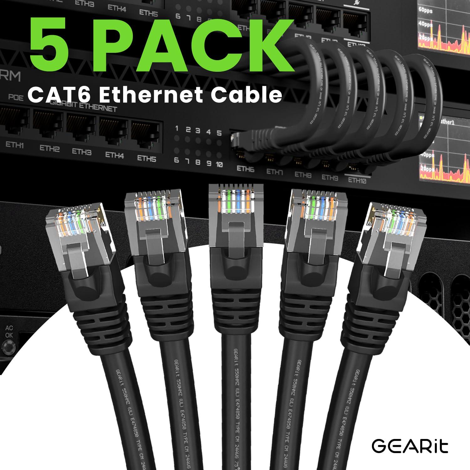Cable Ethernet Cat 6 GEARit 6.1m 10Gbps RJ45 Paquete de 5