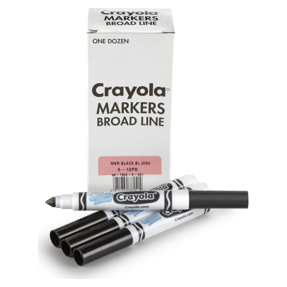 Marcadores Lavables Crayola Negro 12 Piezas Línea Ancha