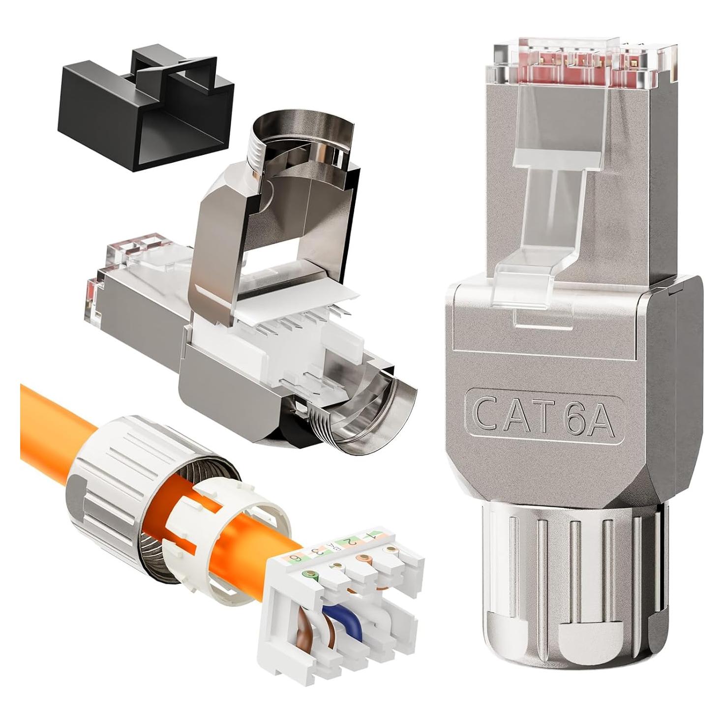 Conector Ethernet VCELINK CAT6A Sin Herramientas Paquete de 2