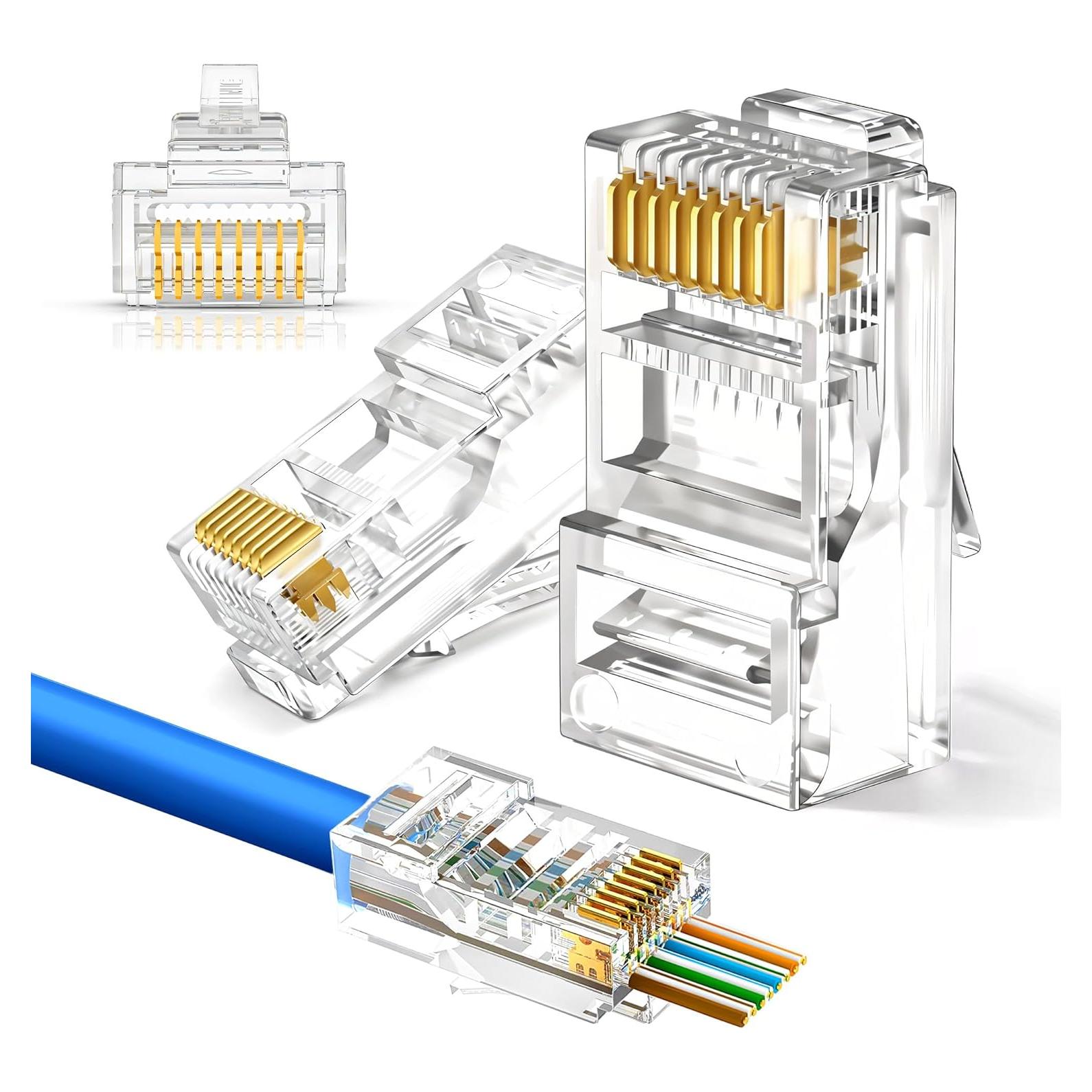 Cables Monk Conectores RJ45 CAT6 Pasar a través Paquete 100