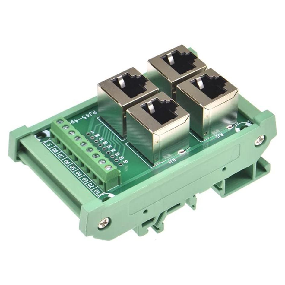 Placa de Distribución RJ45 4 Vías Jienk Montaje en Riel DIN