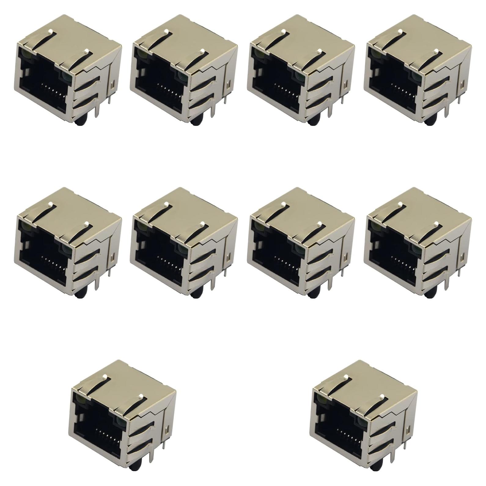 Conectores RJ45 Femenino 8P8C LED 10pcs whiteeeen para Cat5 Cat6