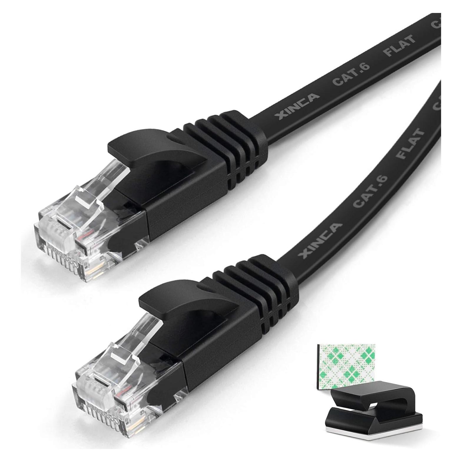 Cable Ethernet Cat6 XINCA 15.24 m Negro Plano 1 Gbps