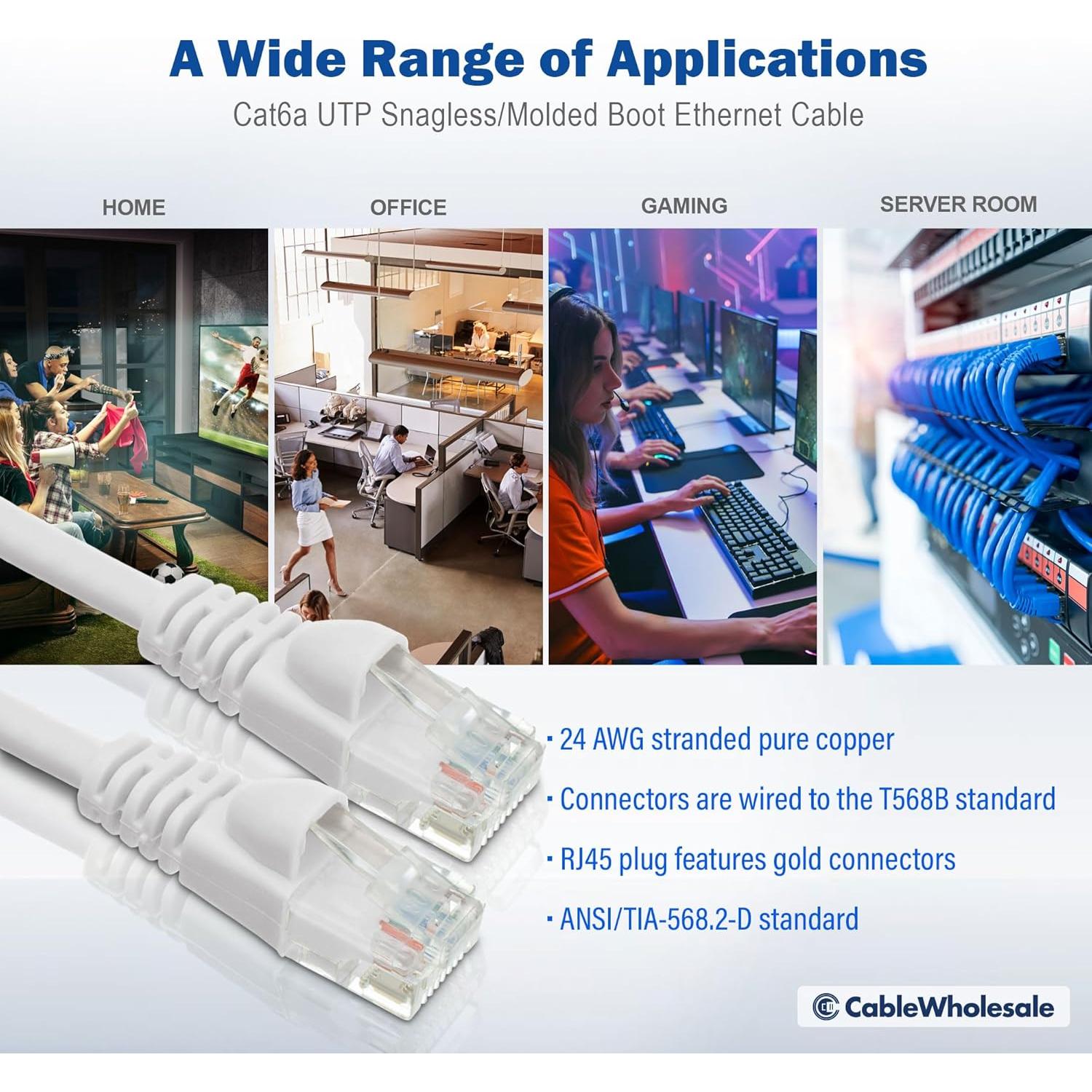 Cable Ethernet Cat6a 15.24m Blanco CableWholesale RJ45 10Gbps