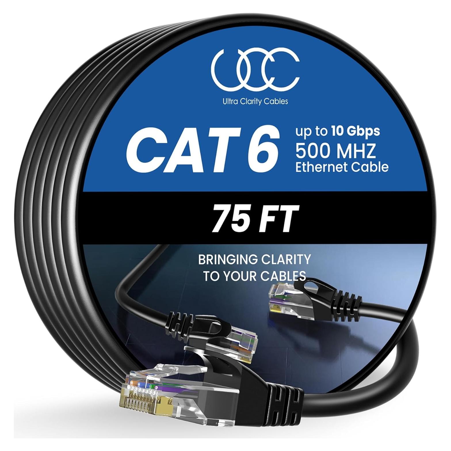 Cable Ethernet Cat 6 22.86 m Ultra Clarity - 10Gbps Negro