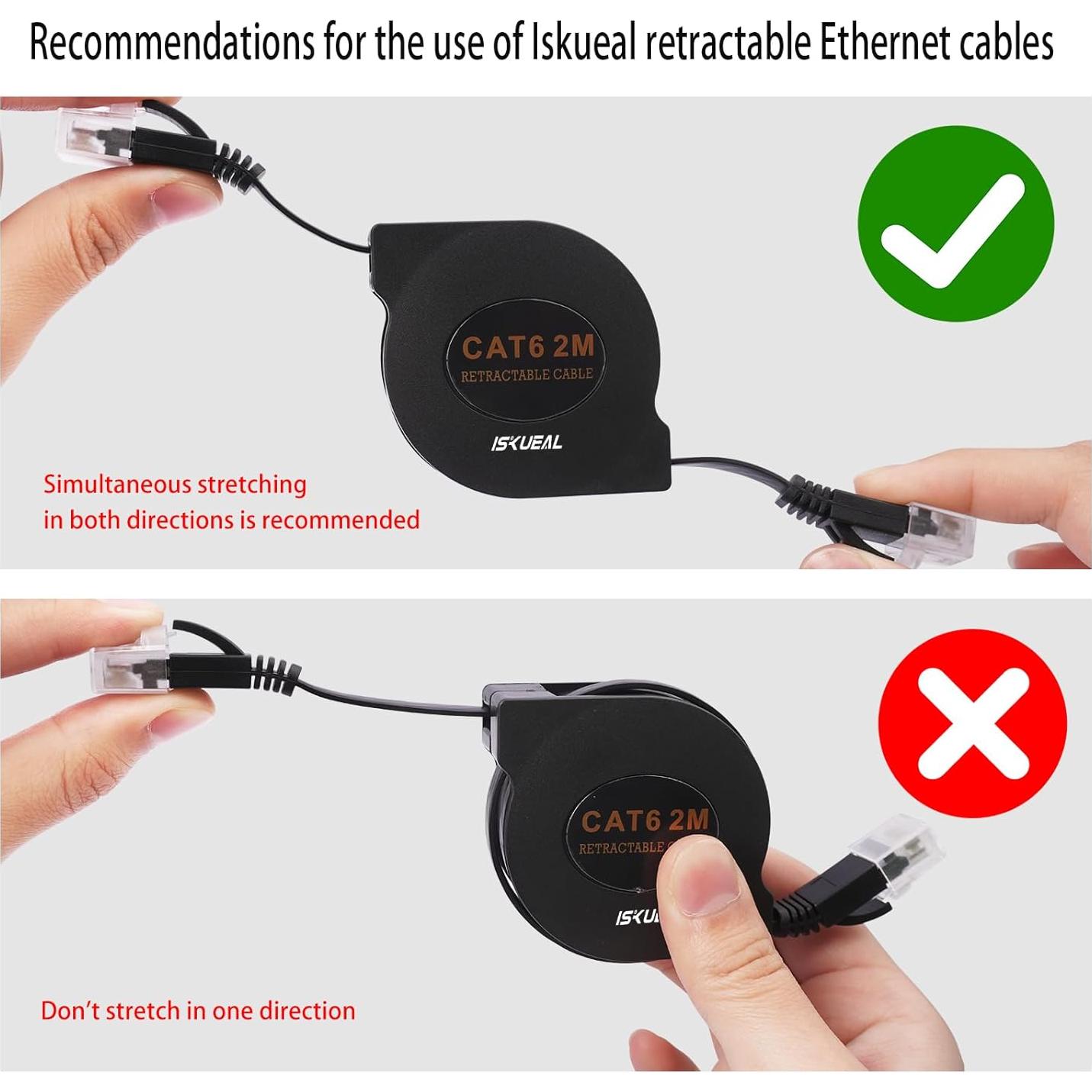 Cable Ethernet Retráctil Iskueal 1m Cat6 RJ45 Alta Velocidad
