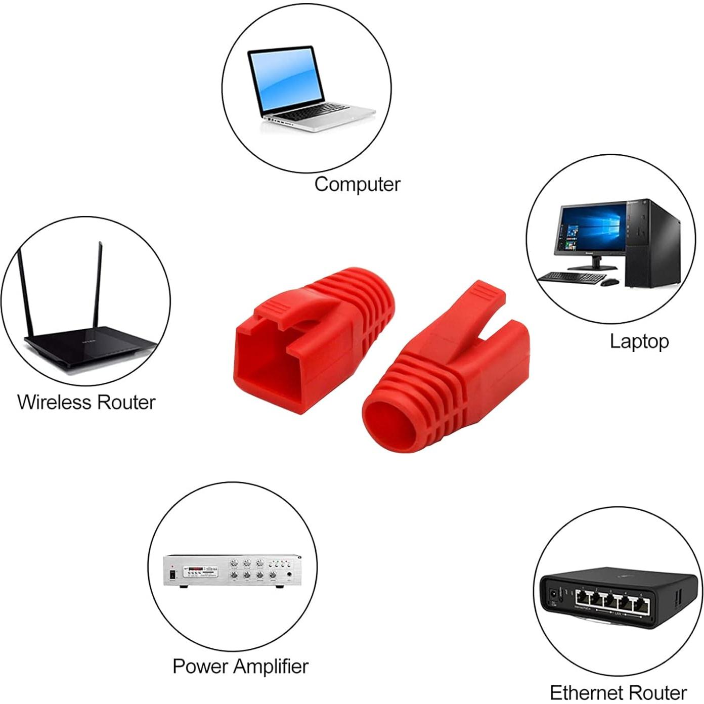 Bota de Alivio de Tensión RJ45 WQAPVHBG para Cables CAT6 a CAT8 - Paquete de 100