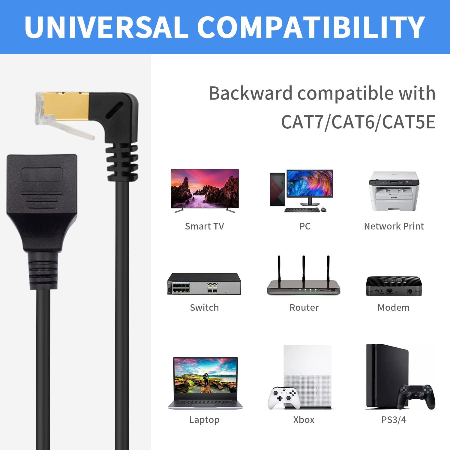 Cable de Extensión de Red Cat8 Duttek 40Gbps 50cm Ángulo 90°