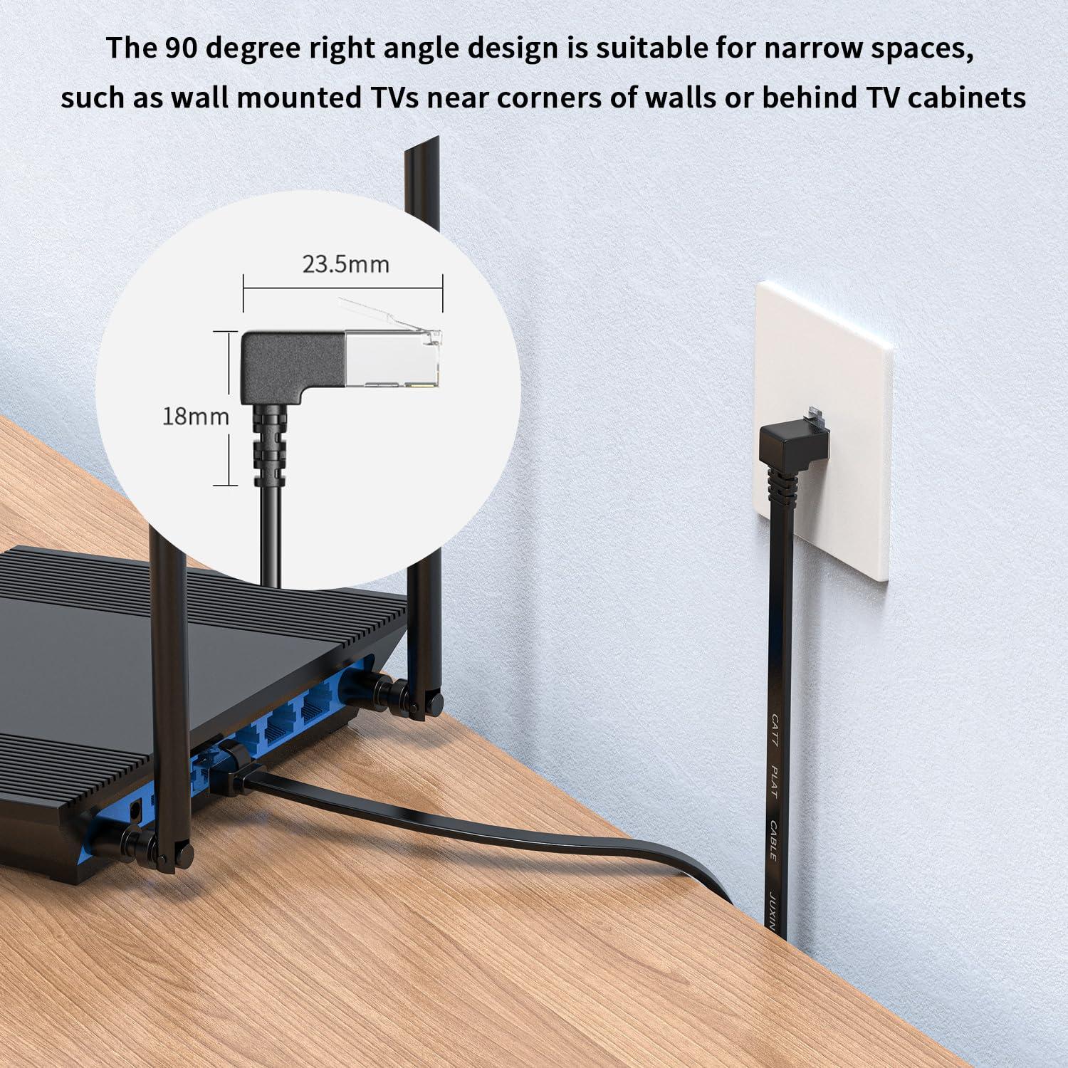 Cable Ethernet Cat7 JUXIN 6.1m Ángulo Recto 270° 10Gbps