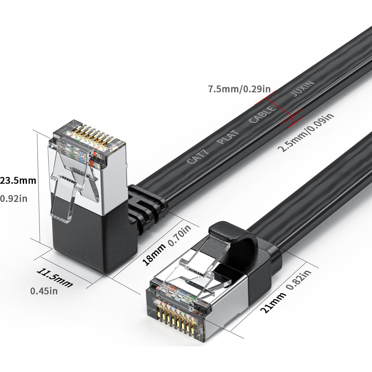 Cable Ethernet Cat7 JUXIN 6.1m Ángulo Recto 270° 10Gbps
