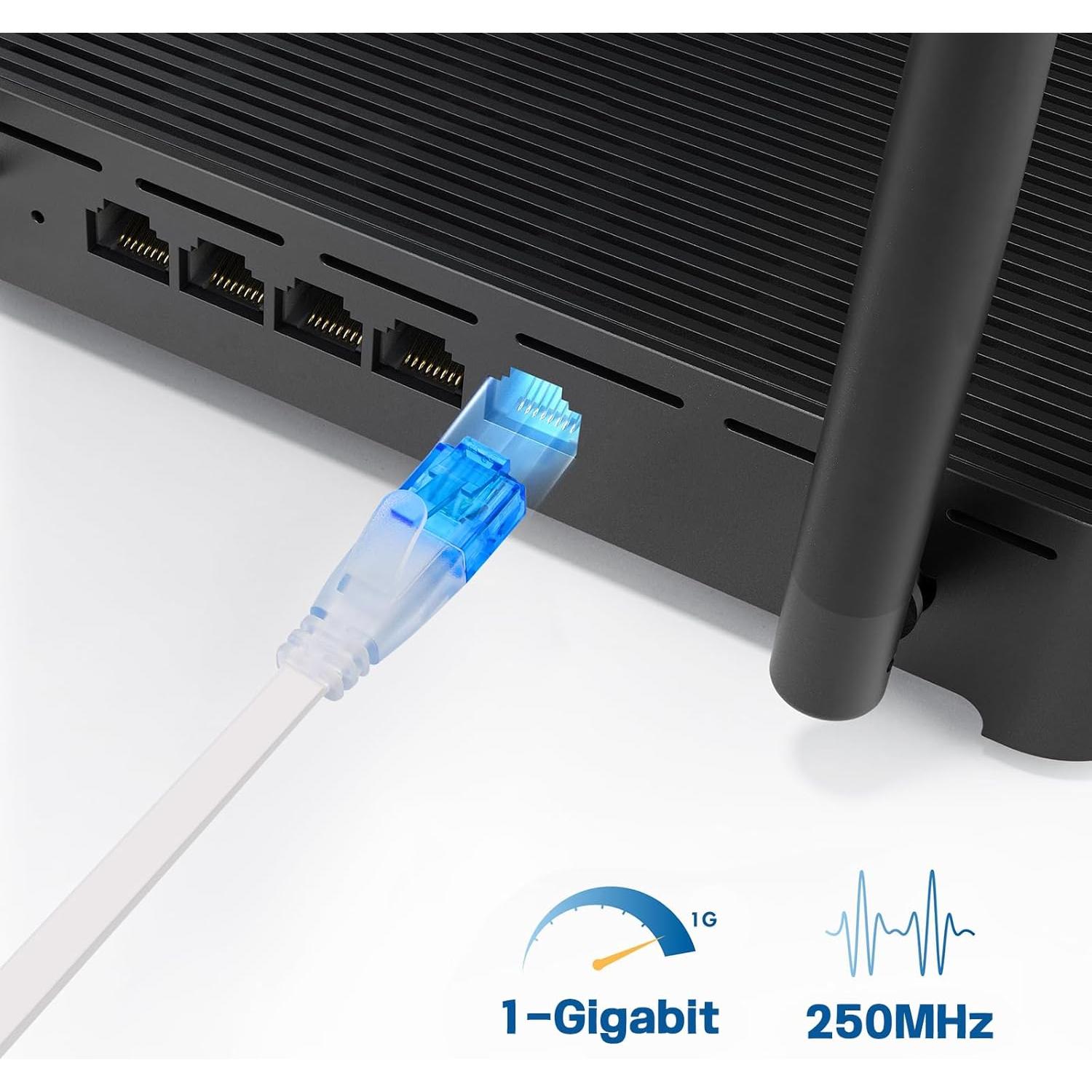 Cable Ethernet Plano Cat 6 Ercielook 45.72m Blanco Alta Velocidad