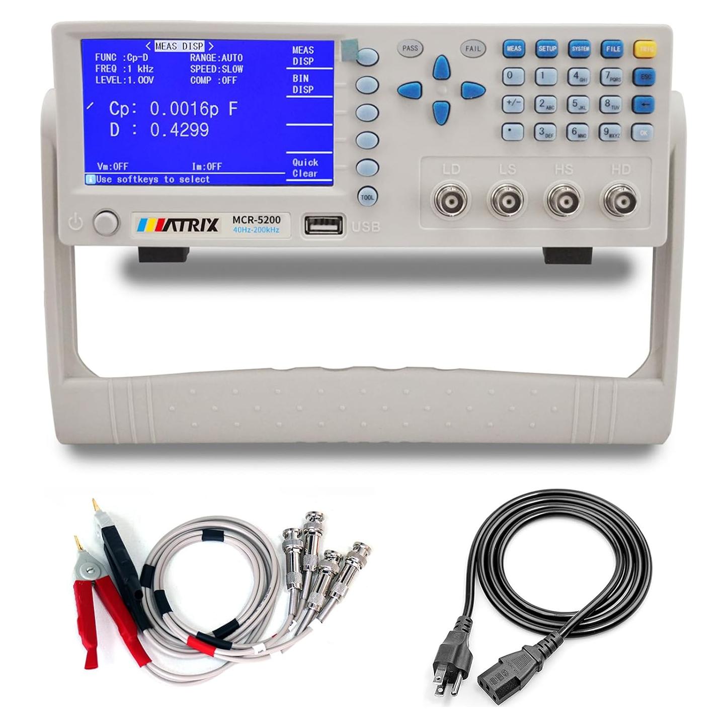 Medidor LCR Digital MATRIX MCR5200 40Hz-200kHz 0.1% USB