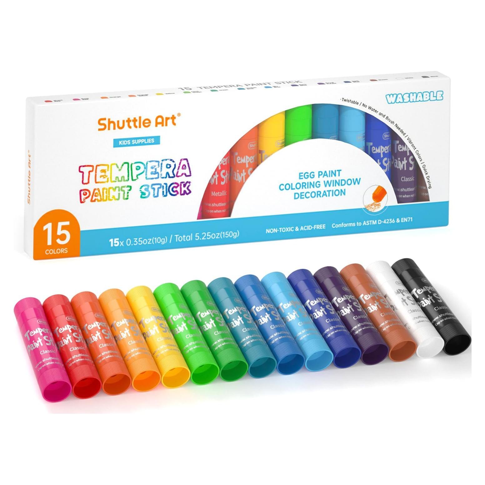 Barras de Pintura Tempera Shuttle Art 15 Colores Lavables