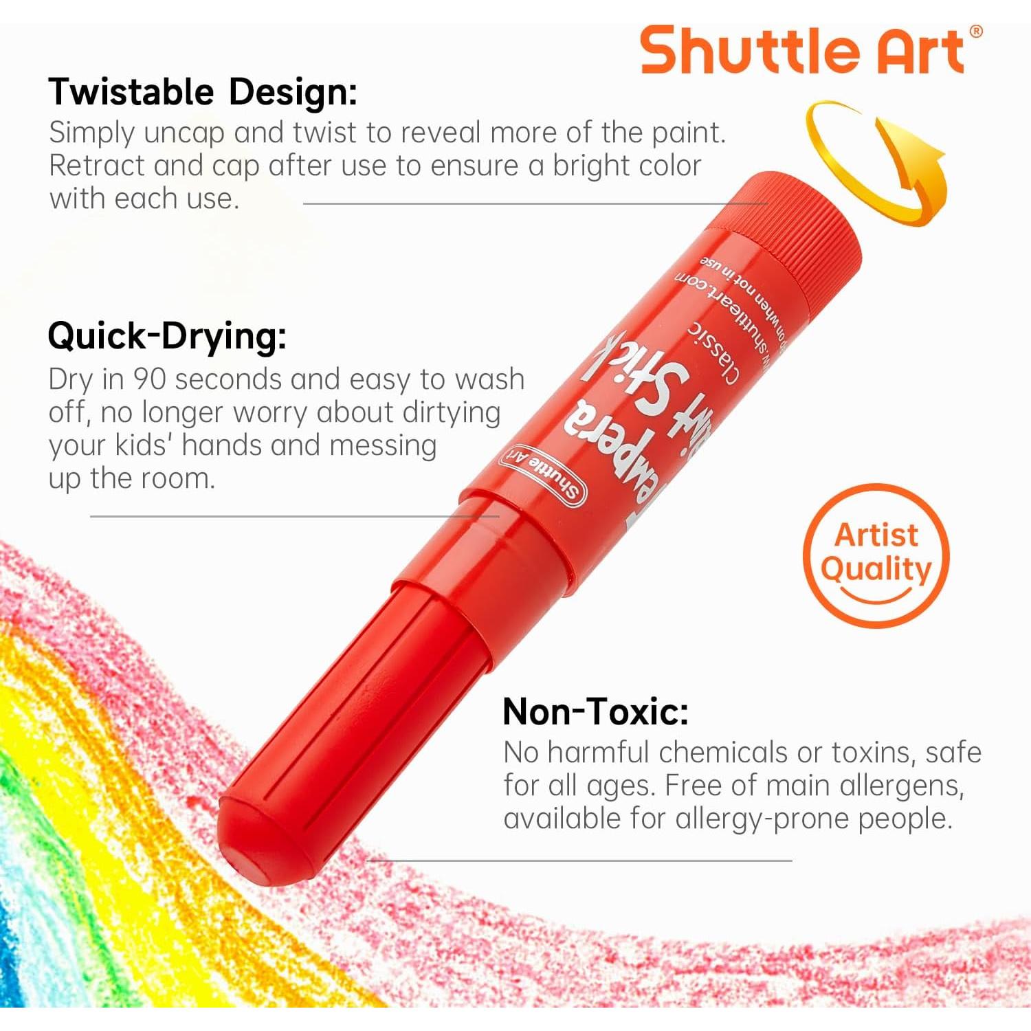 Barras de Pintura Tempera Shuttle Art 15 Colores Lavables