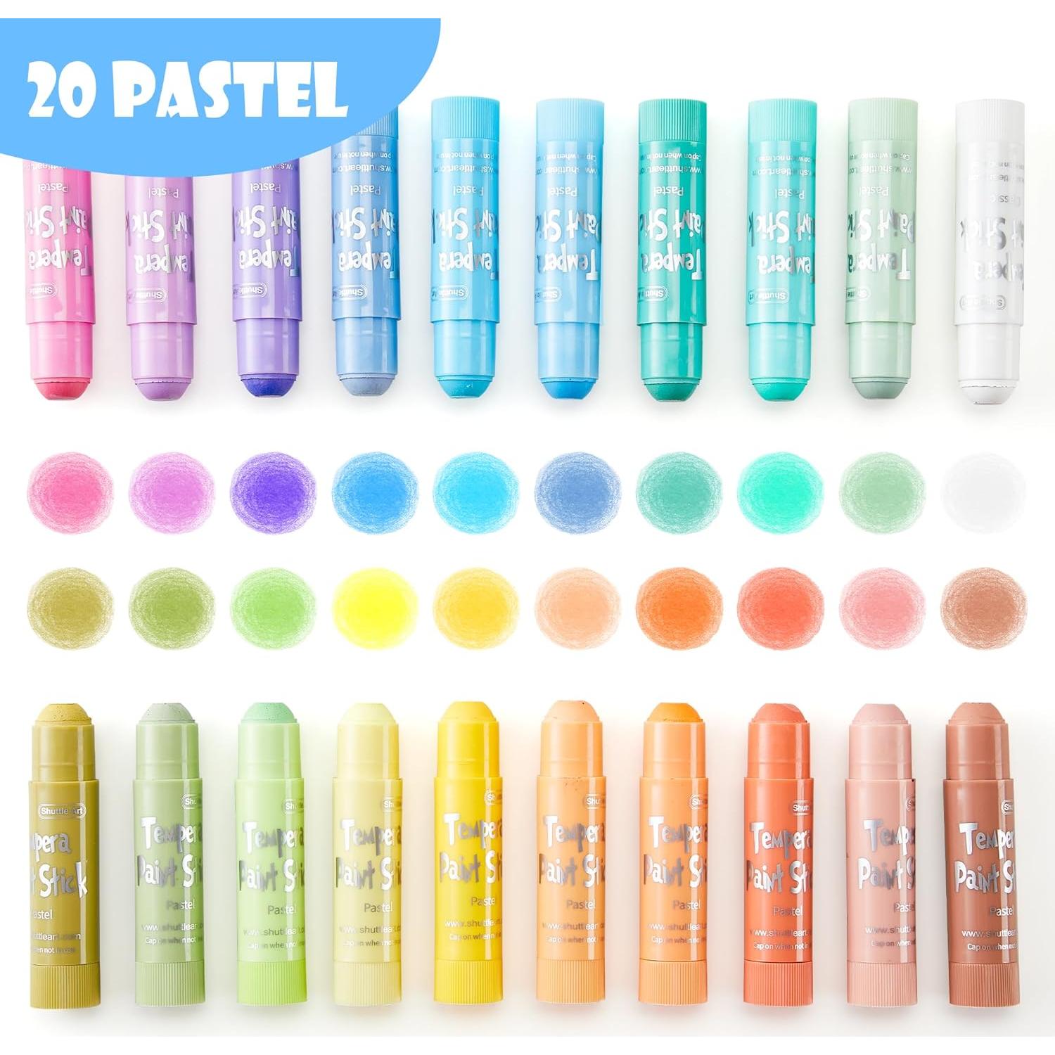 Palitos de Pintura Tempera Shuttle Art 20 Colores Pastel