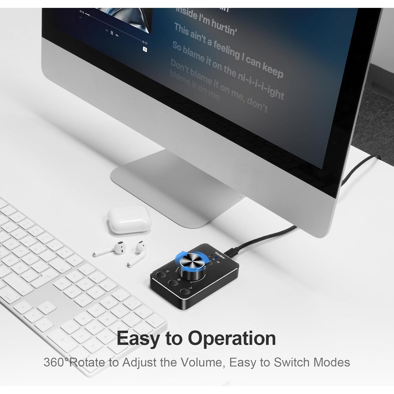 Perilla de Control de Volumen Vaydeer USB con Silencio y 3 Modos