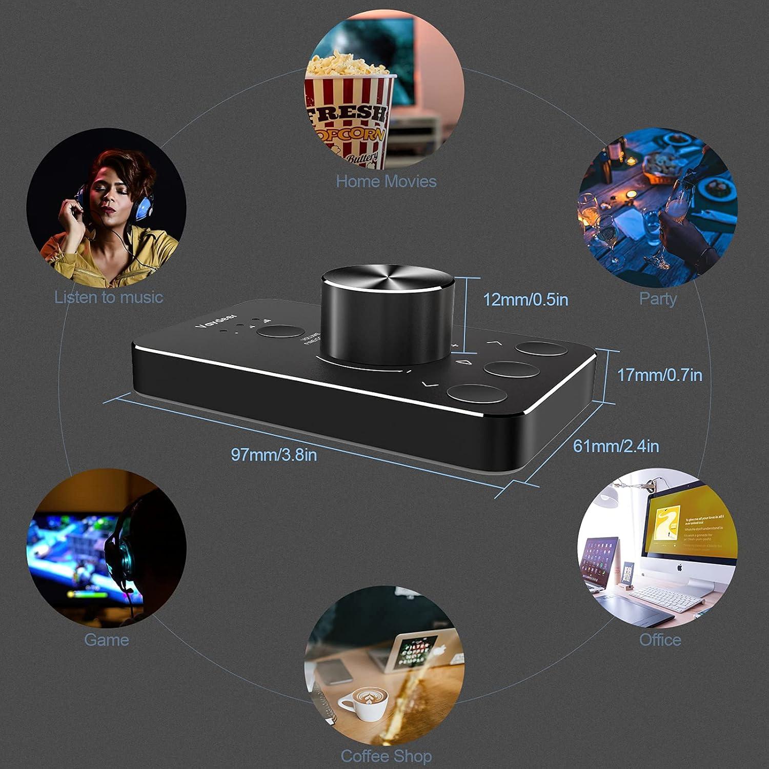 Perilla de Control de Volumen Vaydeer USB con Silencio y 3 Modos