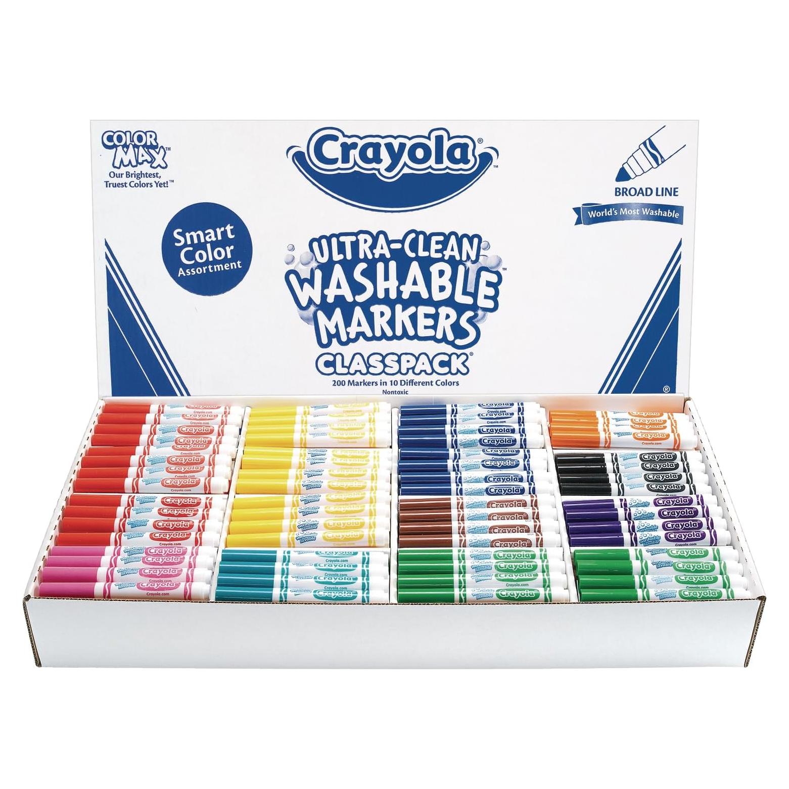 Marcadores Lavables Crayola Classpack 200 Piezas 10 Colores