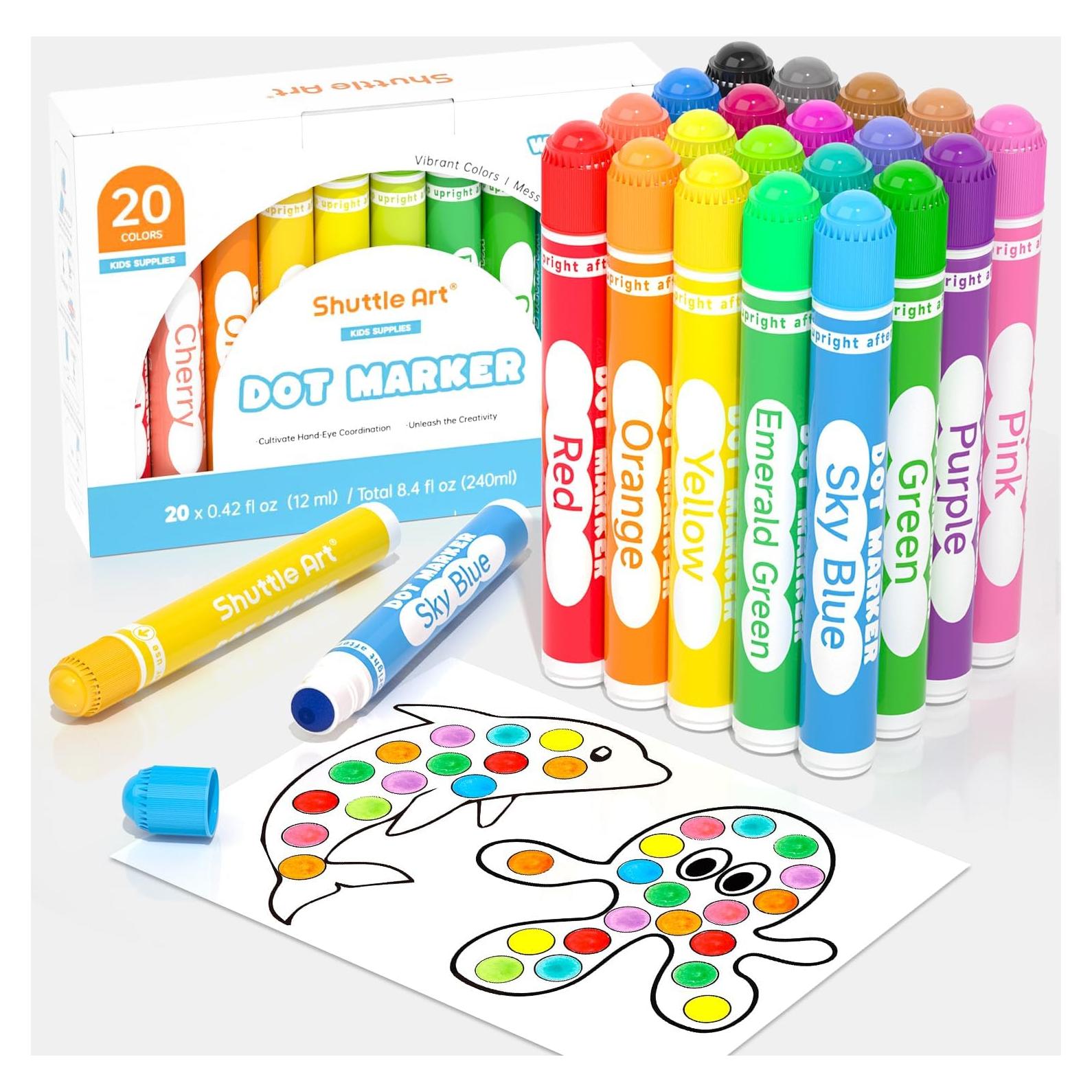 Marcadores de Puntos Shuttle Art 20 Colores Lavables No Tóxicos