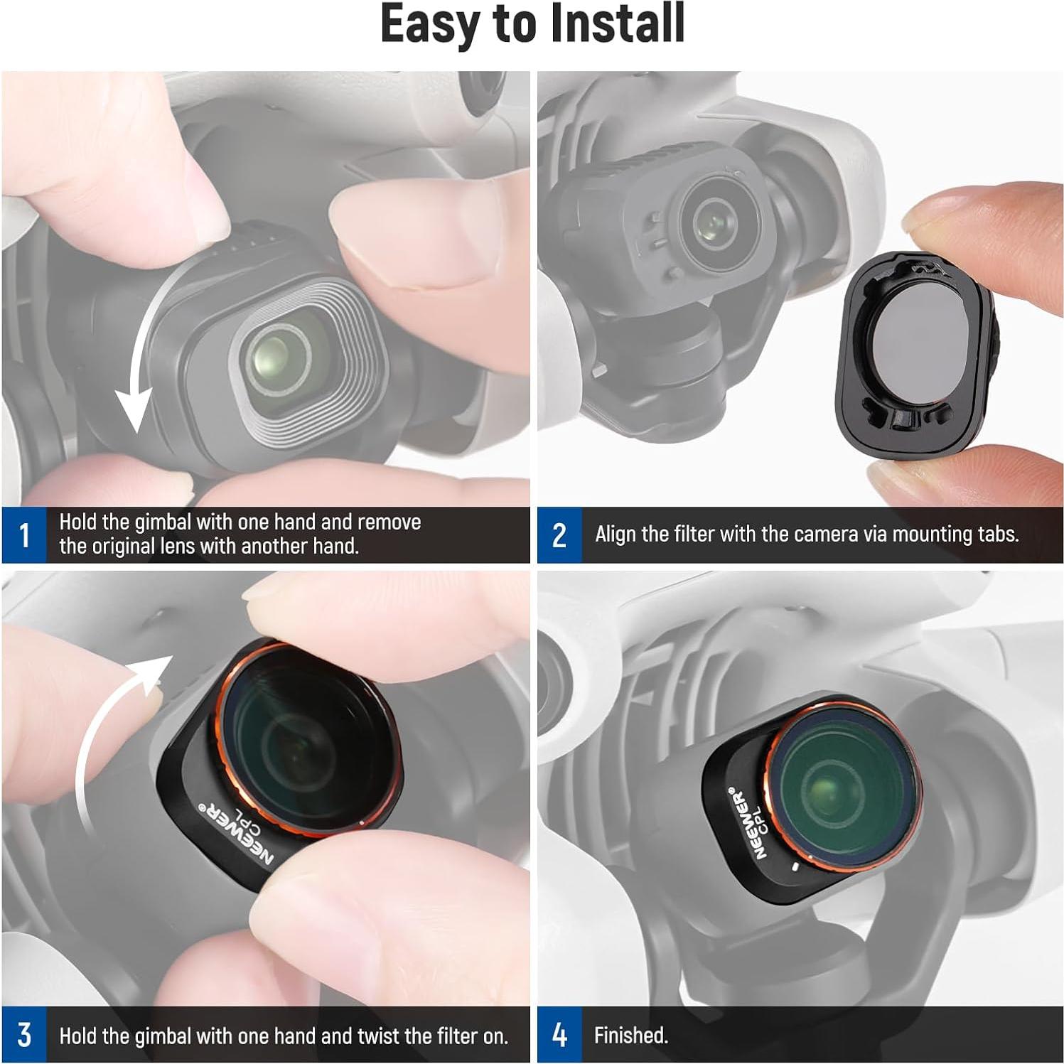 Filtro CPL NEEWER para Drone DJI Mini 4 Pro - Cristal HD