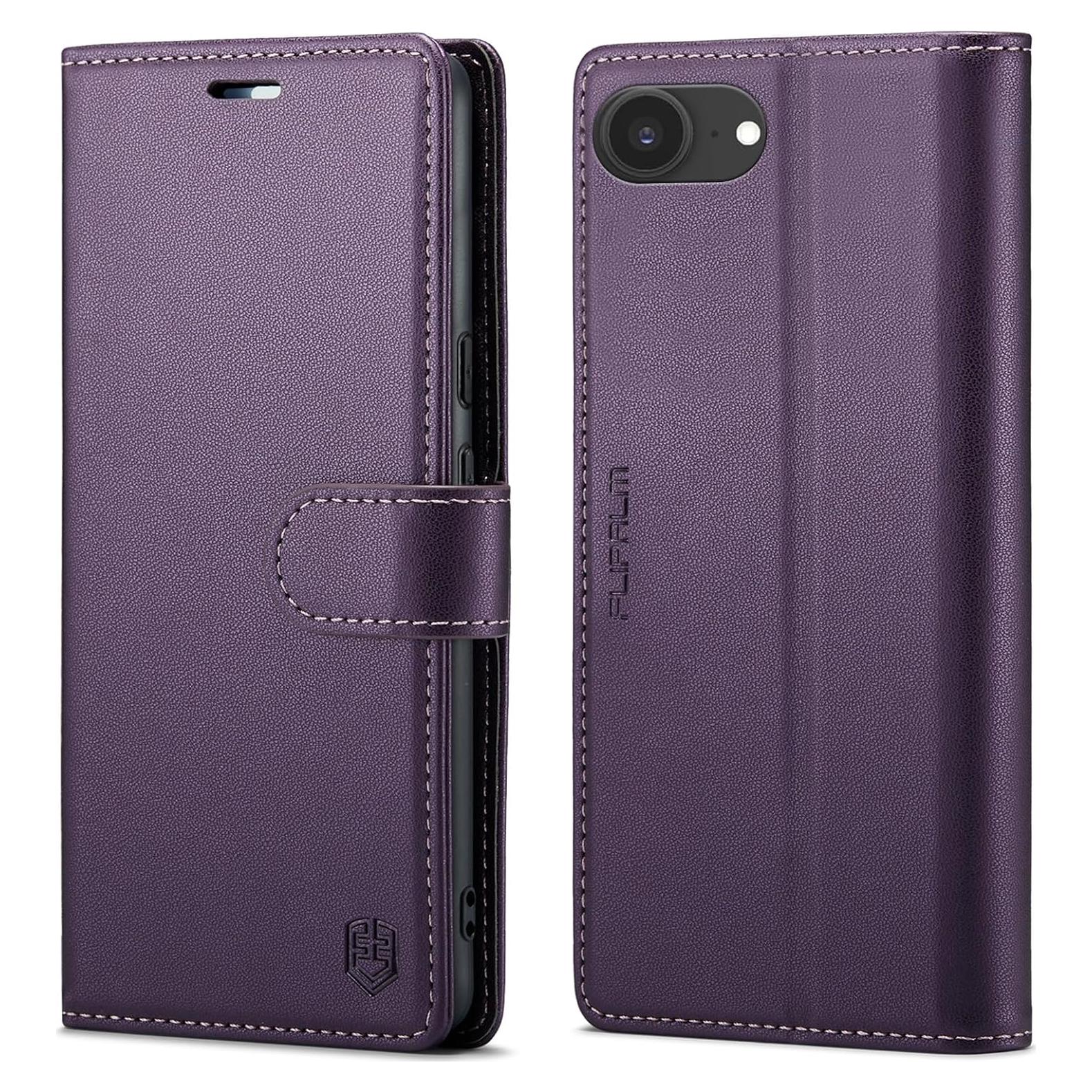 Funda billetera FLIPALM para iPhone 16e con bloqueo RFID - Púrpura