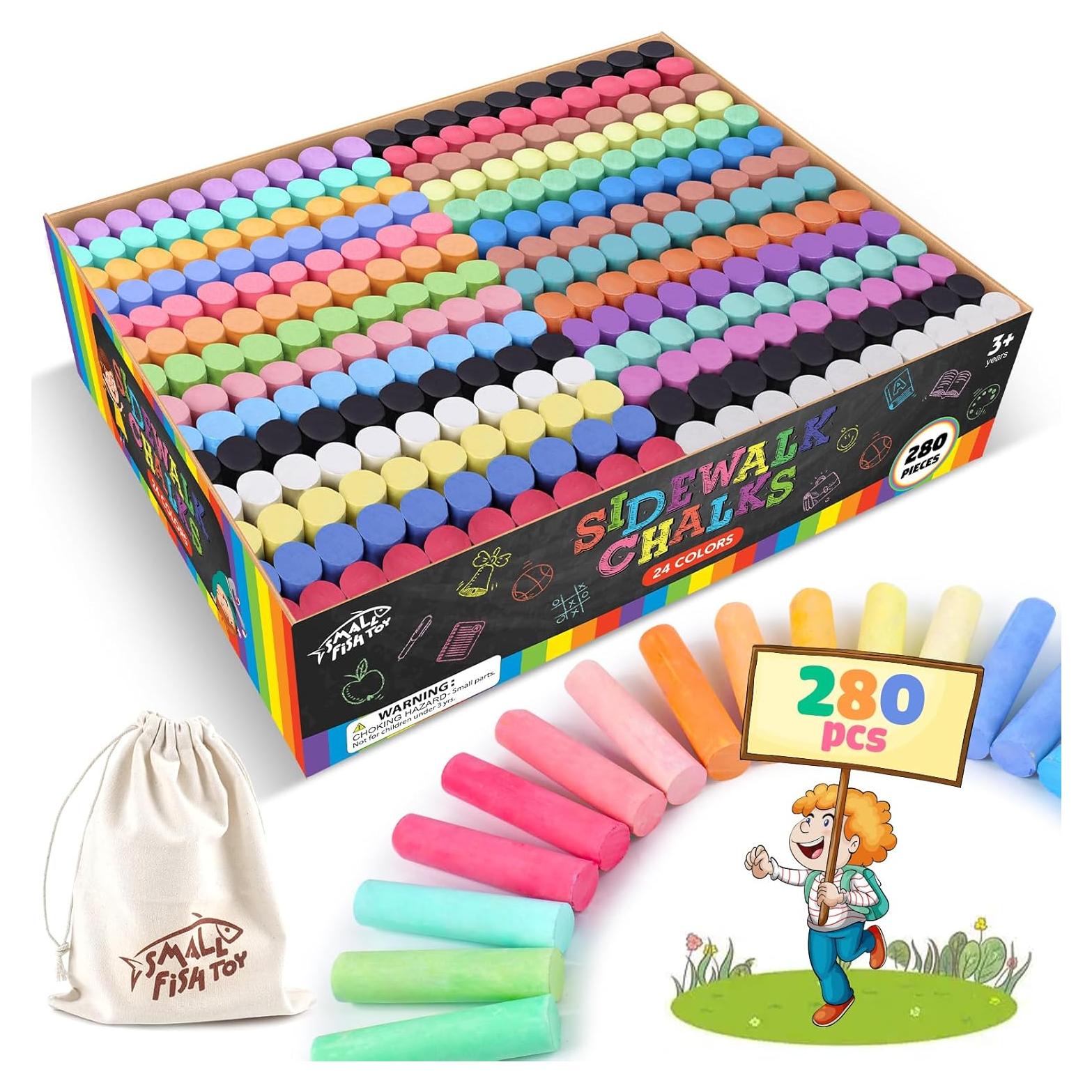 280 Tizas Jumbo Lavables SMALL FISH 24 Colores No Tóxicas