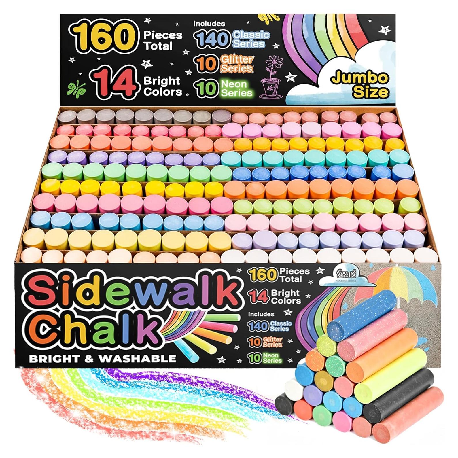 Set de 160 Tizas de Acera Fat Zebra - 14 Colores Vibrantes