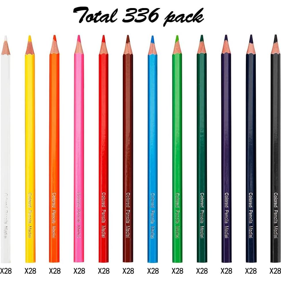 Lápices de Colores Madisi 336 Piezas Pre-Afilados