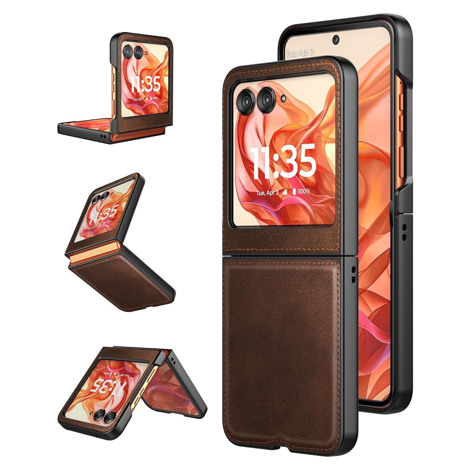 Funda Foluu para Motorola Razr 2024 - Cuero y PC Dura Slim