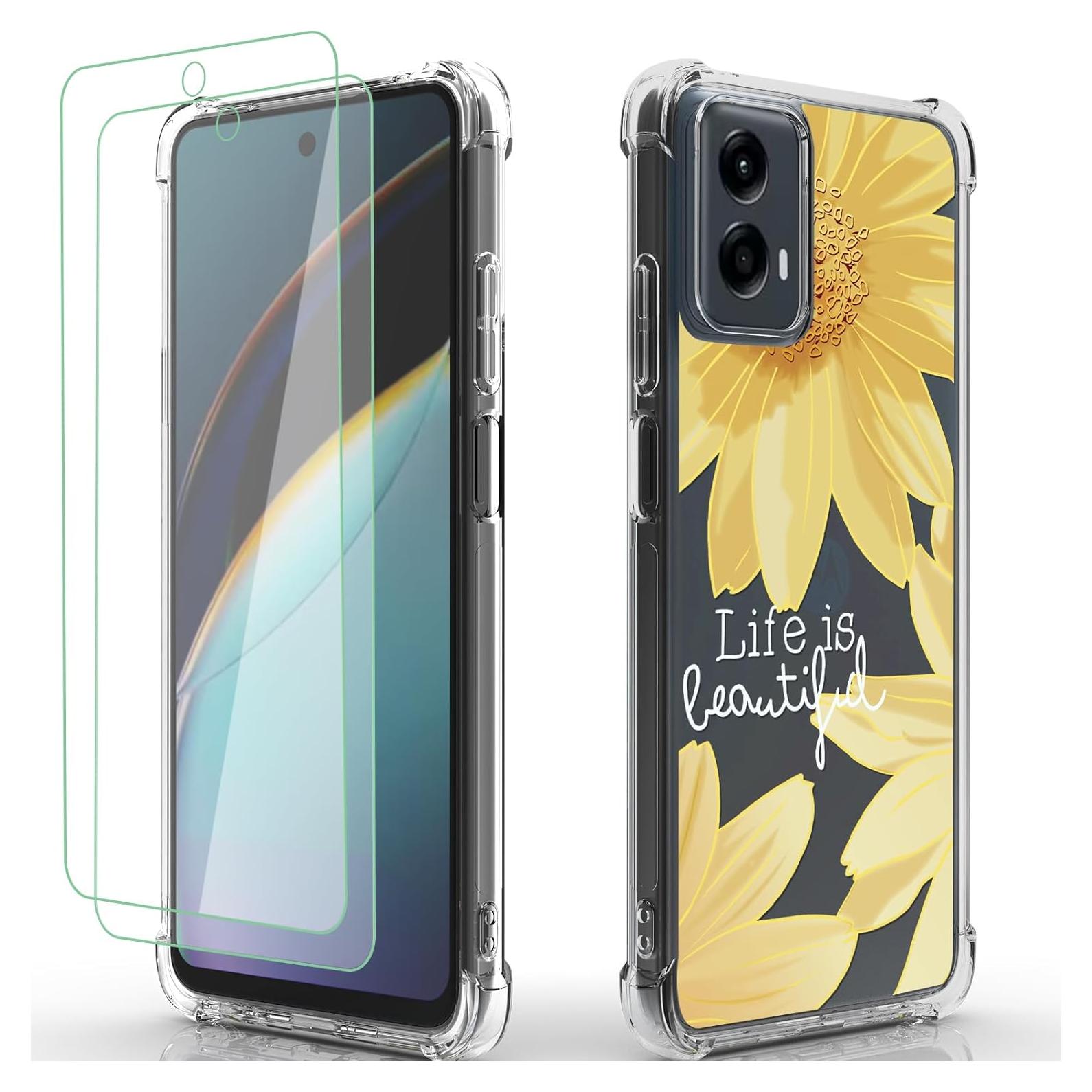 Funda Moto G 5G 2024 Osophter Floral con Protector de Pantalla