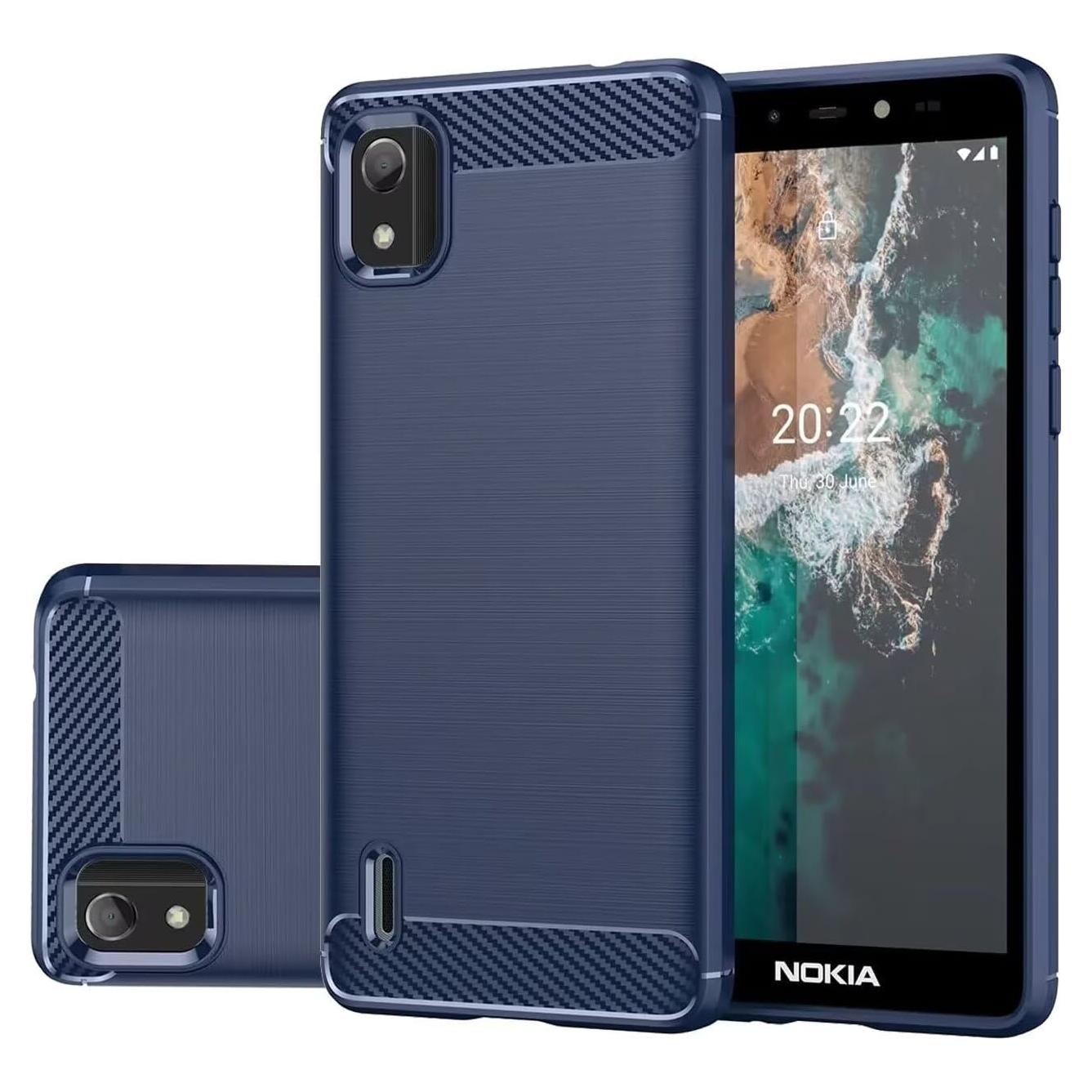 Funda delgada TPU fibra de carbono Gufuwo para Nokia C2 2da Edición