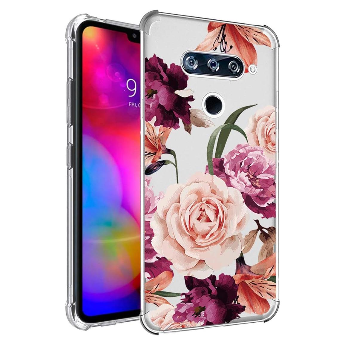 Funda Protectora TPU para LG V40 ThinQ Floral Morada