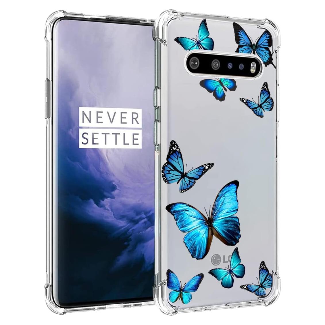 Funda Protectora LG V60 ThinQ 5G TPU Mariposa Azul Ultra Delgado