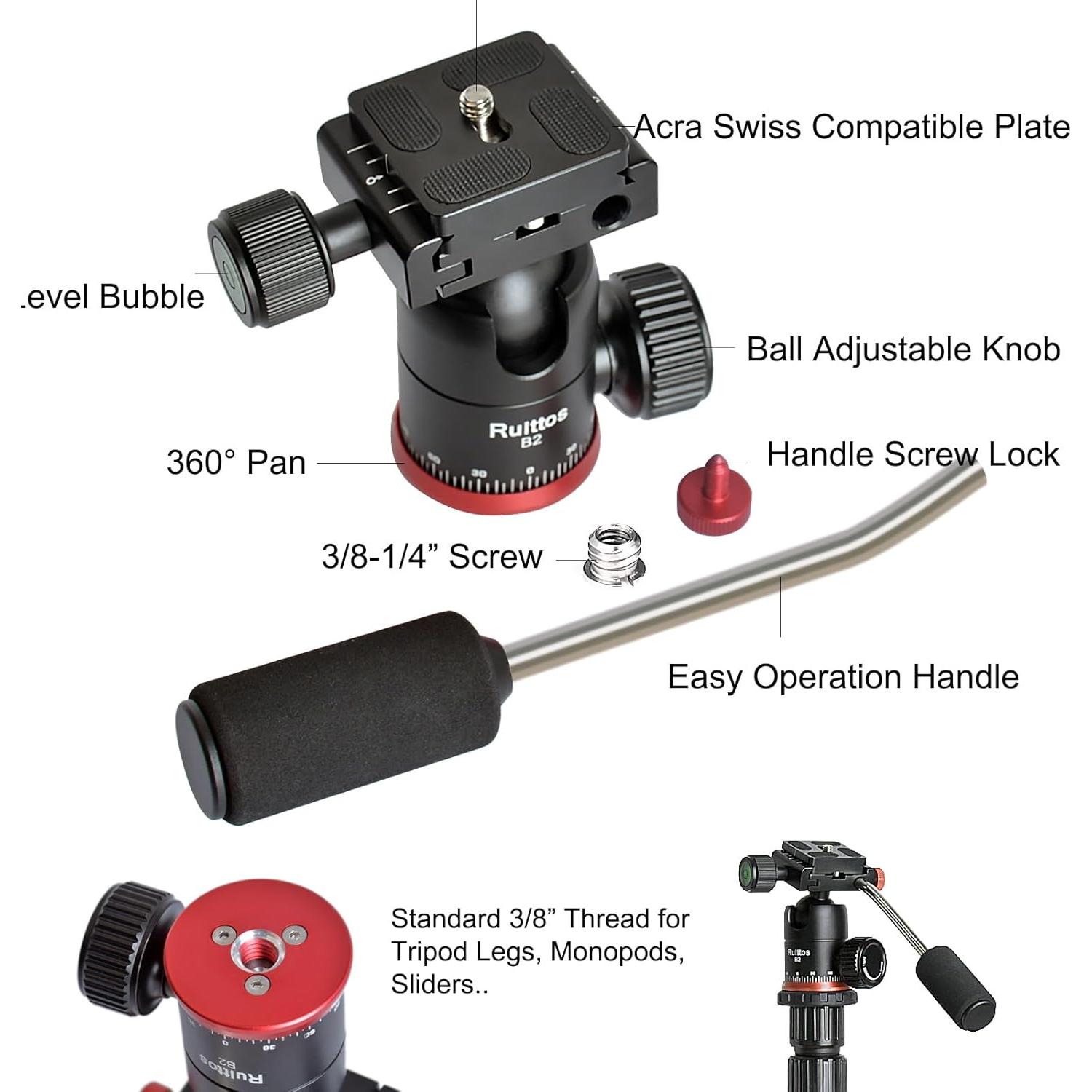 Cabezal de Trípode Panorámico Ruittos 360° con Placa Rápida