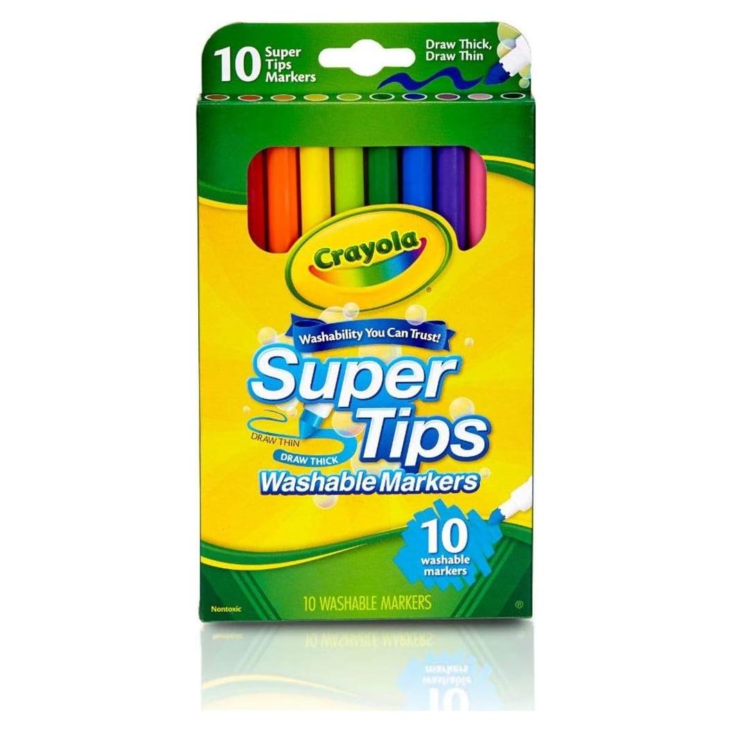 Marcadores Super Tips Lavables Crayola 10 Colores Punta Ancha/Fina