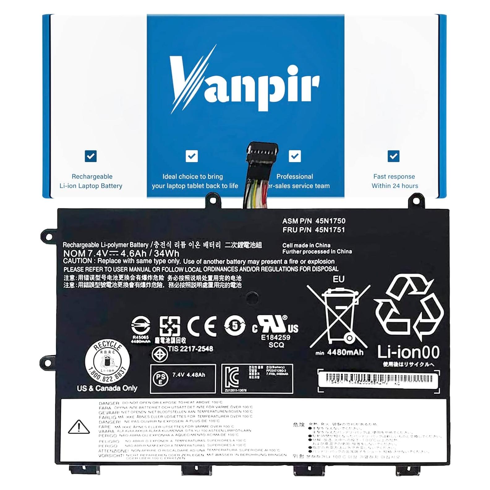 Batería Compatible 45N1750 para Lenovo ThinkPad Yoga 11E 4600mAh