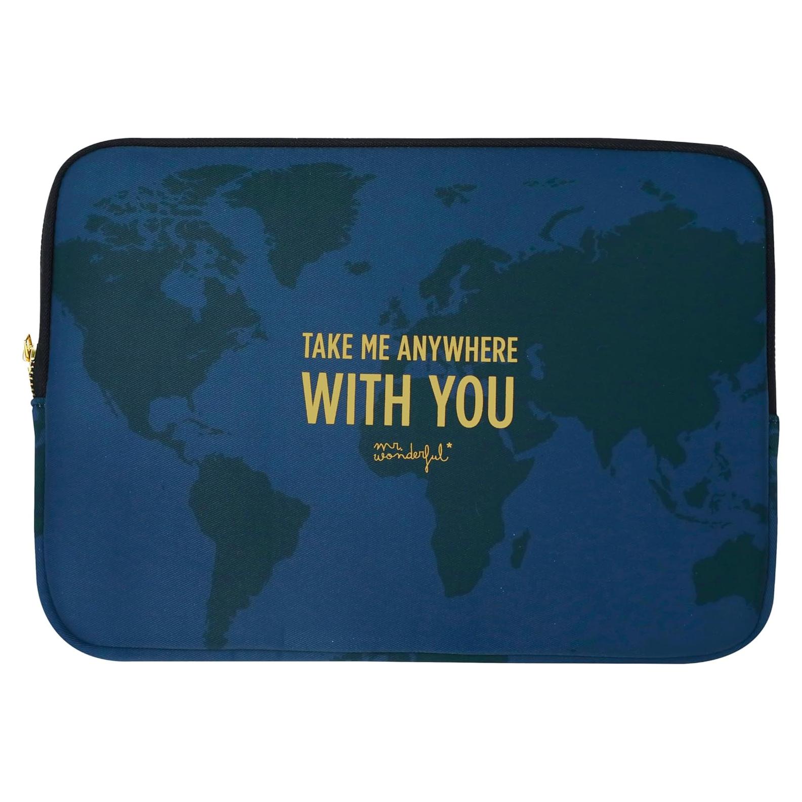 Funda para Laptop 13-14" Mr Wonderful Mapa Mundial Azul