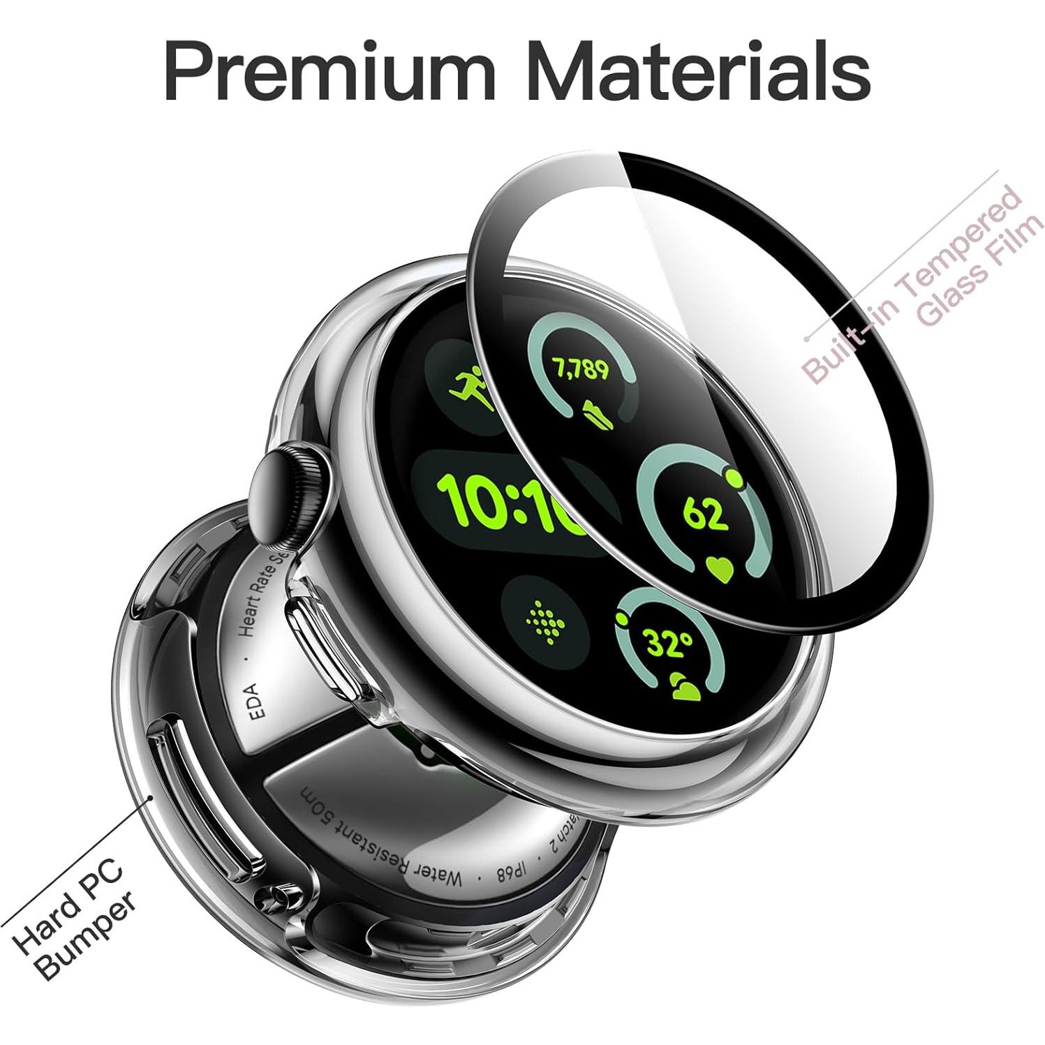 Funda JETech con Protector de Pantalla para Google Pixel Watch 41mm - 2-Pack