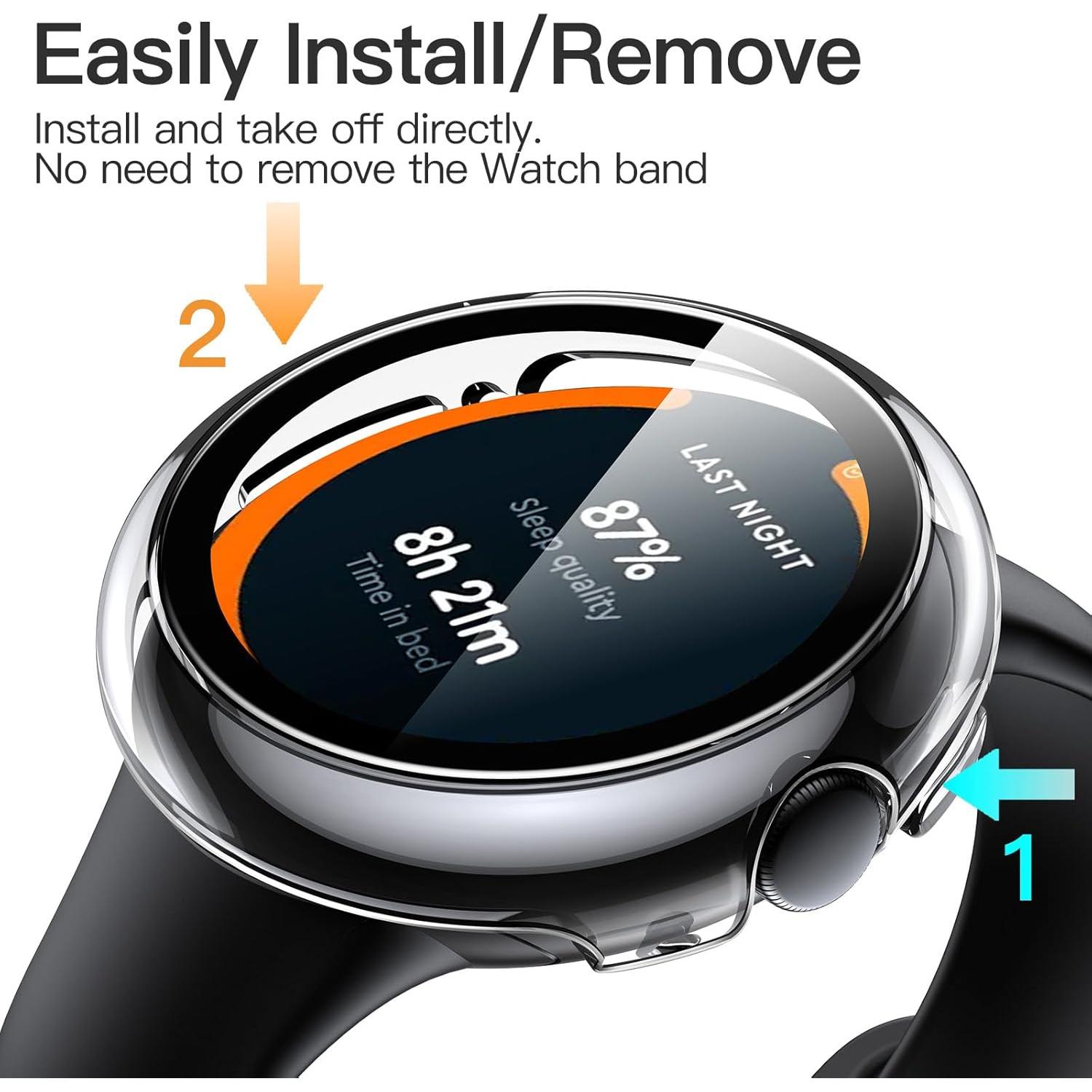 Funda JETech con Protector de Pantalla para Google Pixel Watch 41mm - 2-Pack