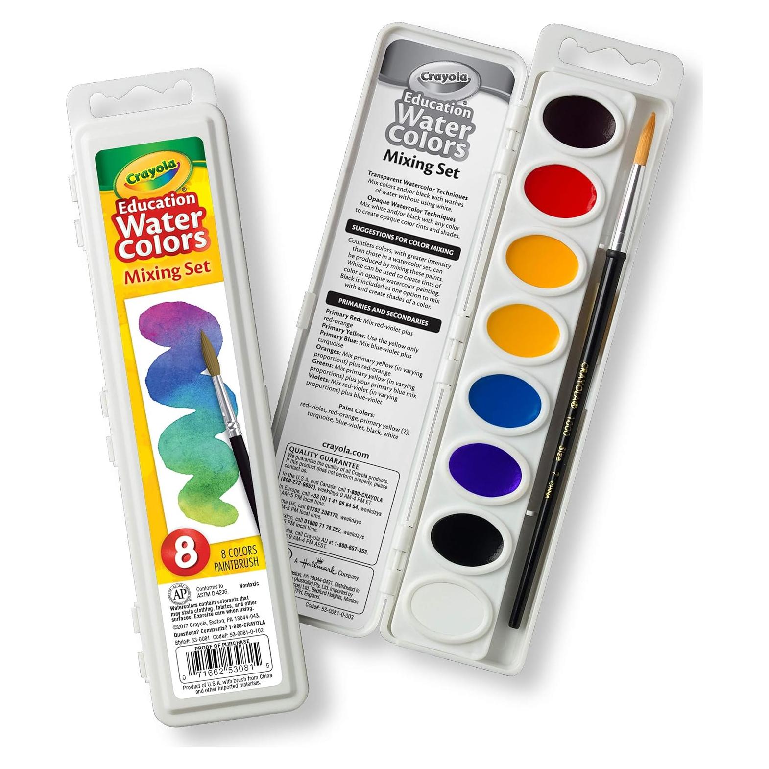 Juego de Acuarelas Crayola con Pincel Taklon, 8 Colores