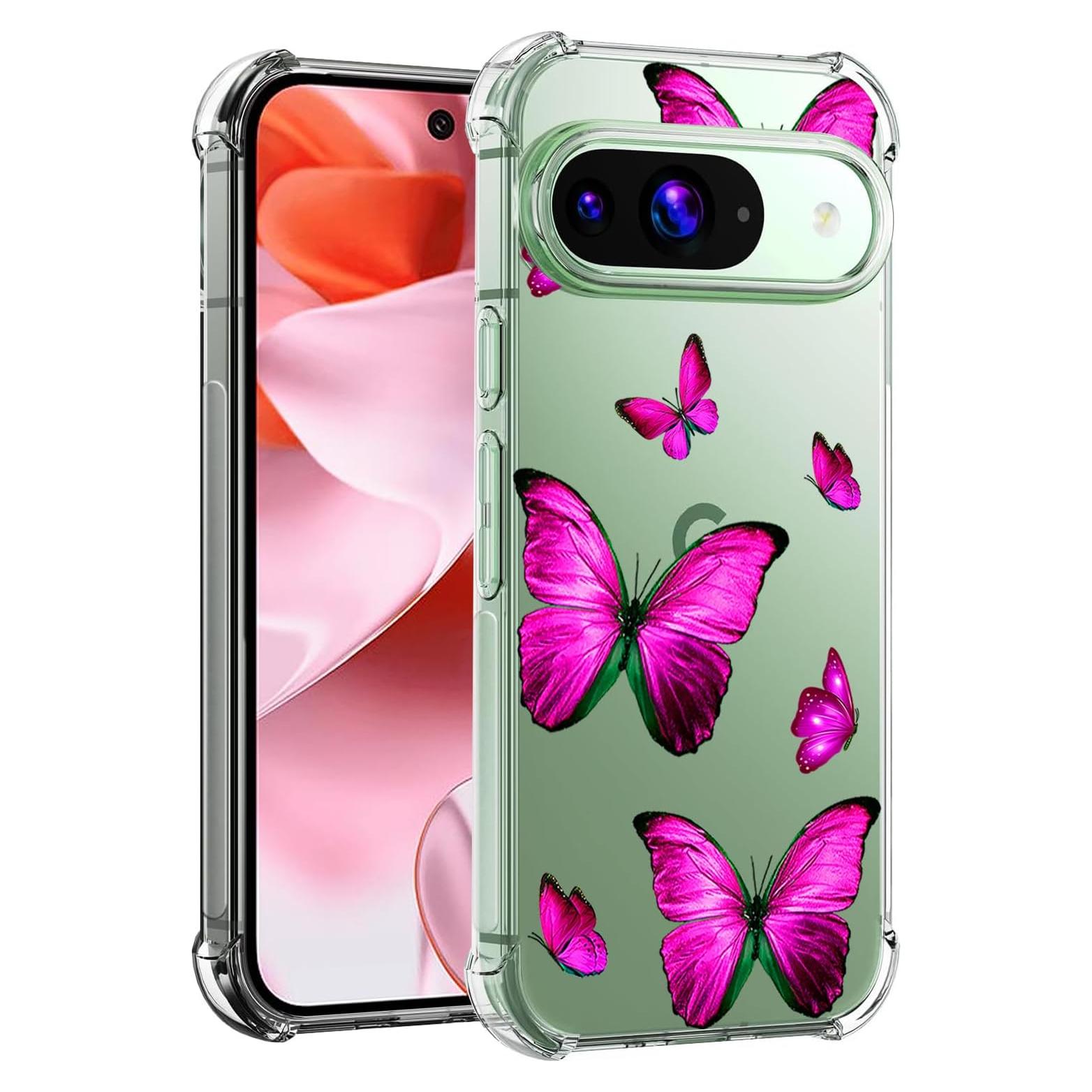 Funda TPU Rosa Mariposa para Google Pixel 9 y 9 Pro