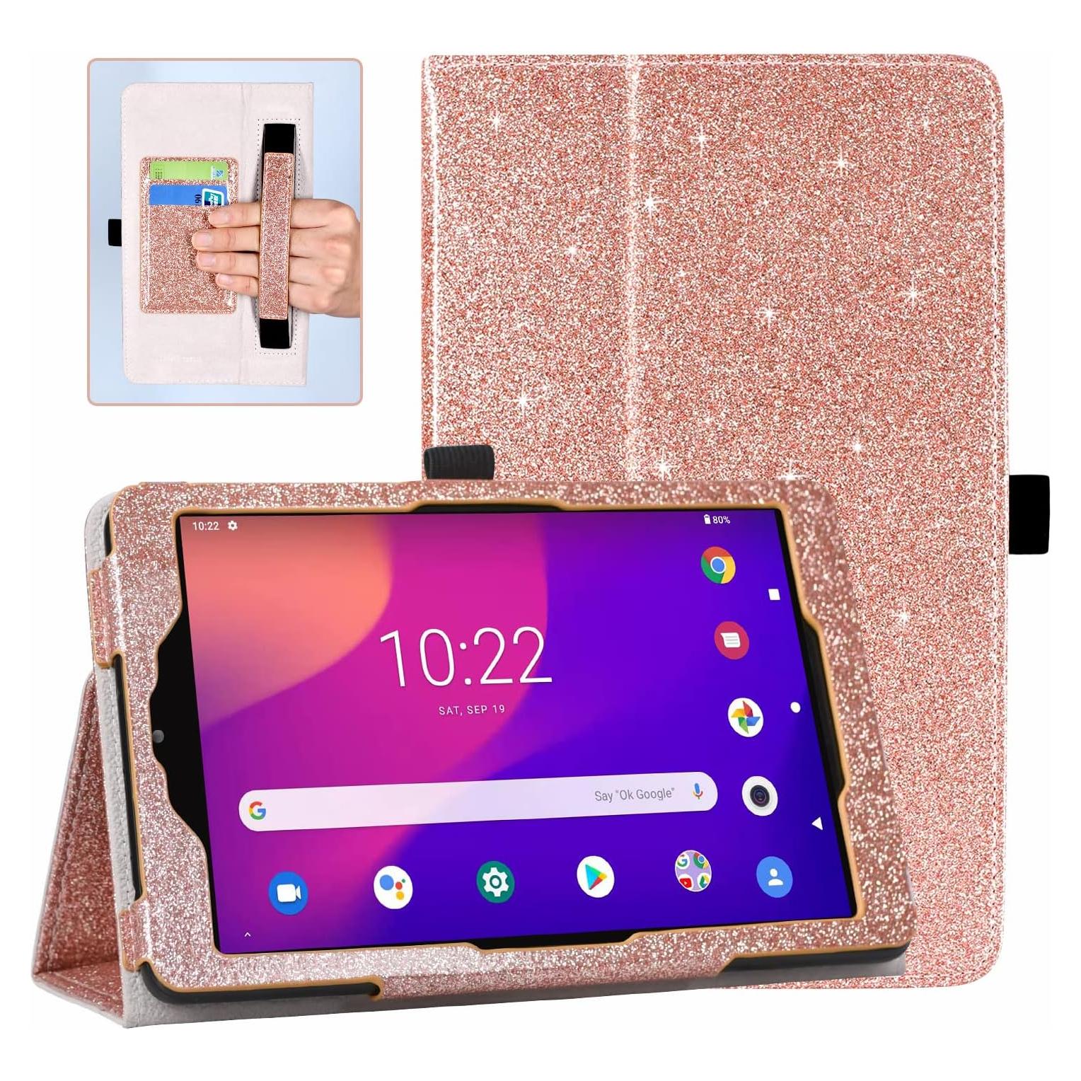 Funda DMLuna para Alcatel Joy Tab 2 8" Rosa Brillo 2020