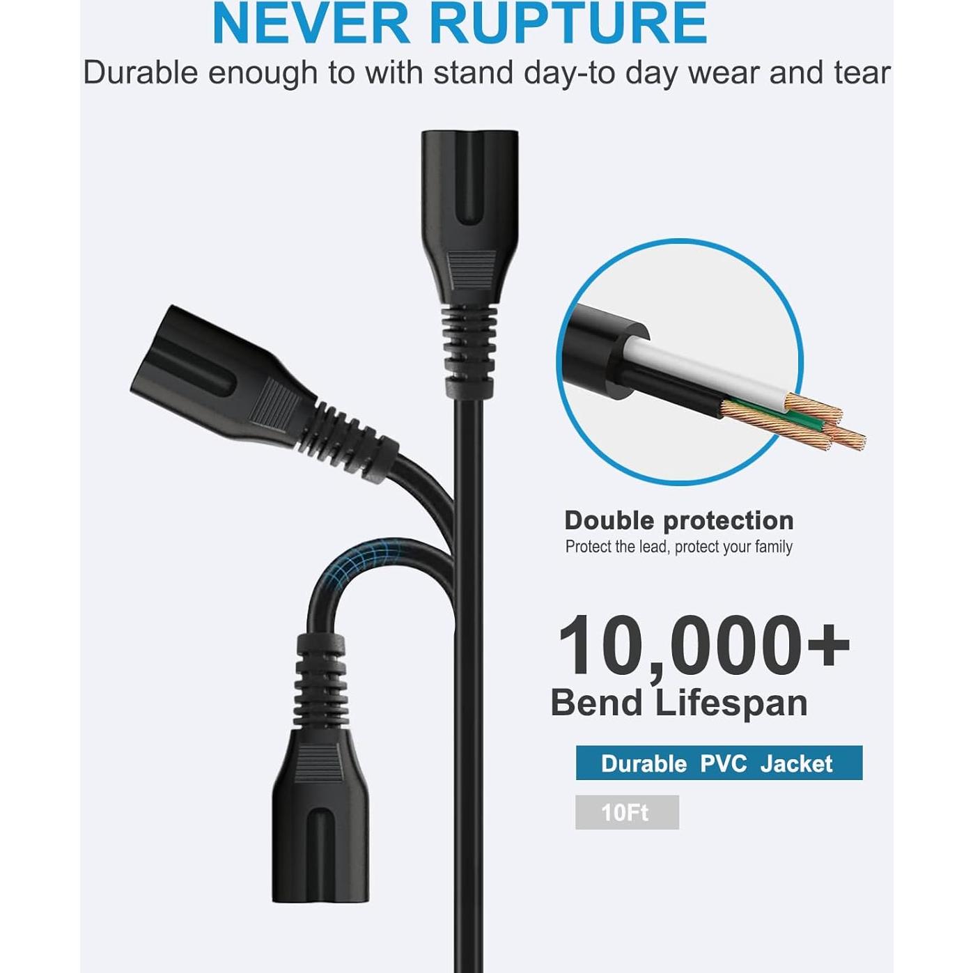 Cable de Alimentación 2 Clavijas 3.05m para TV TCL Roku