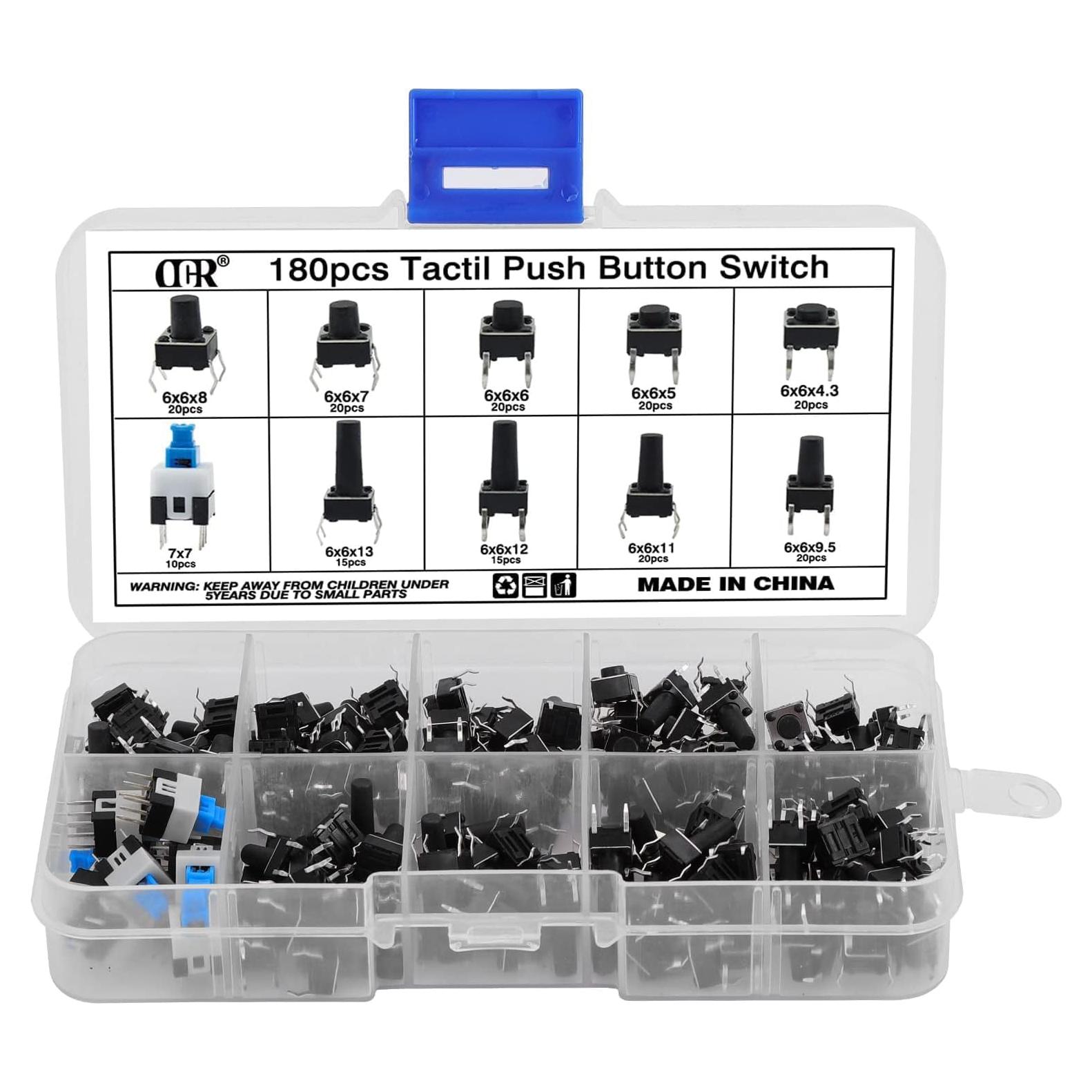 Kit de 180 Interruptores Táctiles OCR 10 Valores 6x6mm