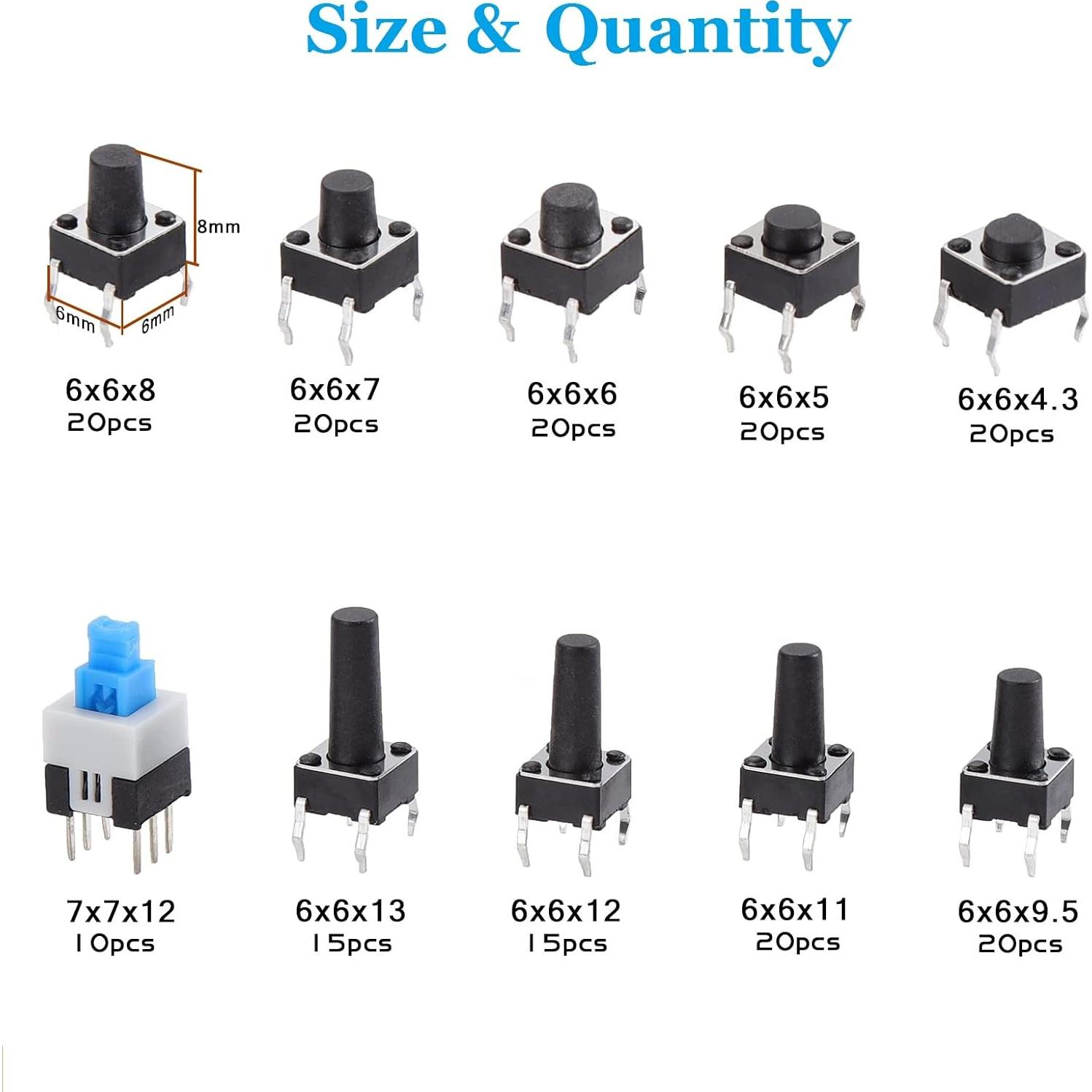 Kit de 180 Interruptores Táctiles OCR 10 Valores 6x6mm