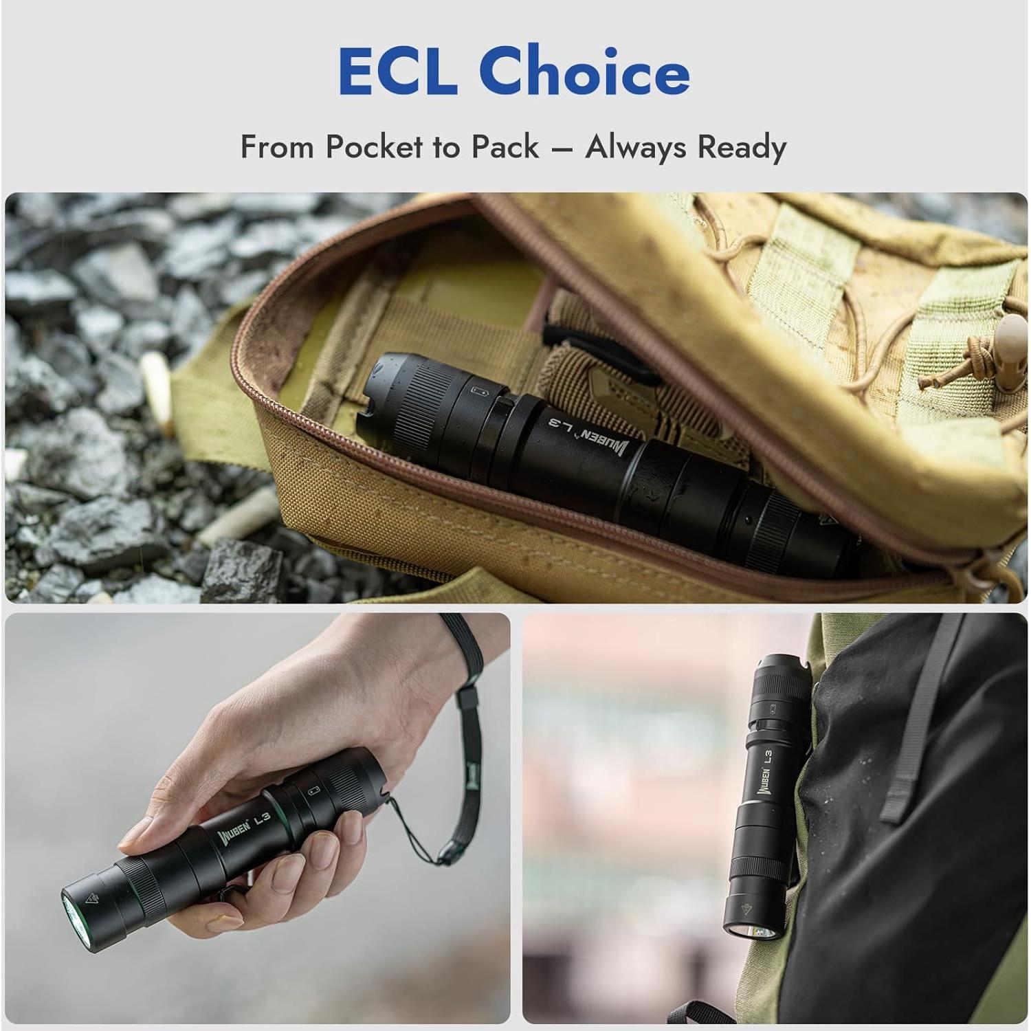 Linterna Táctica Recargable WUBEN L3 3000 Lúmenes LED IP68