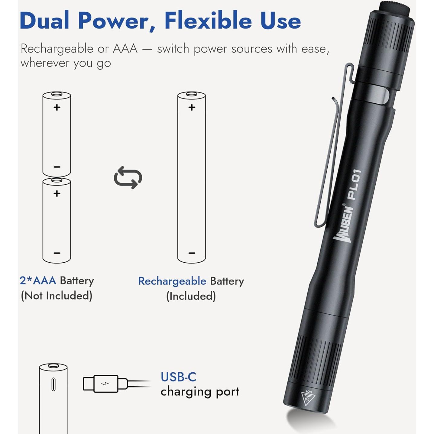 Linterna de Bolso WUBEN PL01 650 Lúmenes Recargable IP68